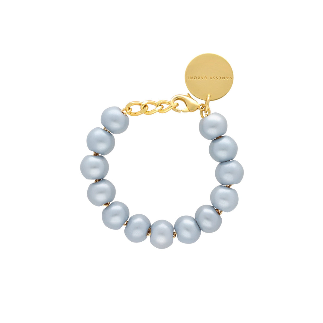 Vanessa Baroni Armband Mini Beads, blue pearl, vergoldet