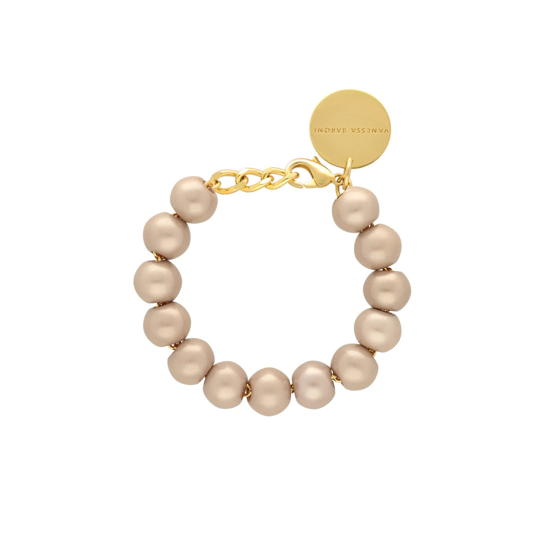 Vanessa Baroni Armband Mini Beads, champagner pearl, vergoldet