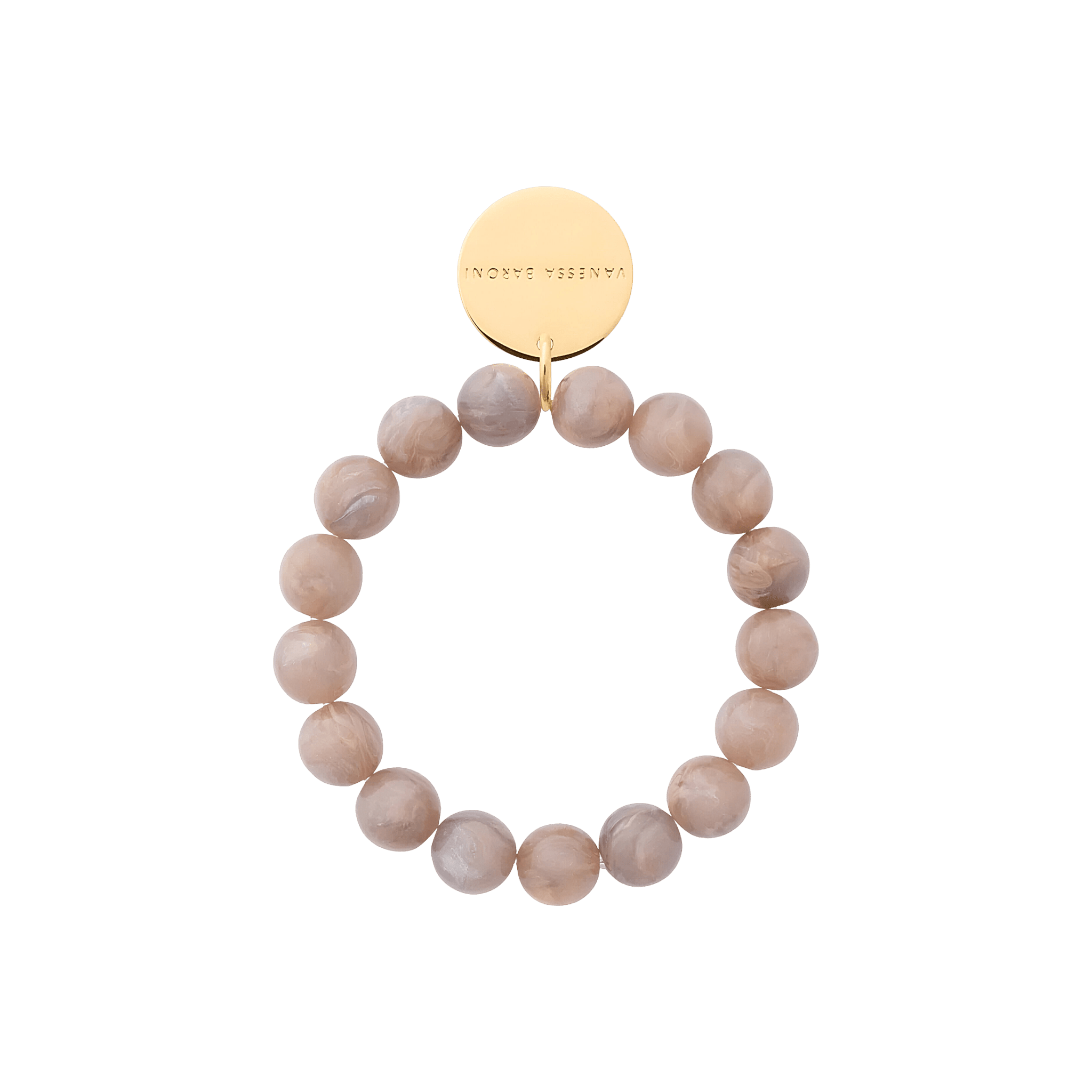 Vanessa Baroni Armband Mini Beads Flex, biancone marble, vergoldet