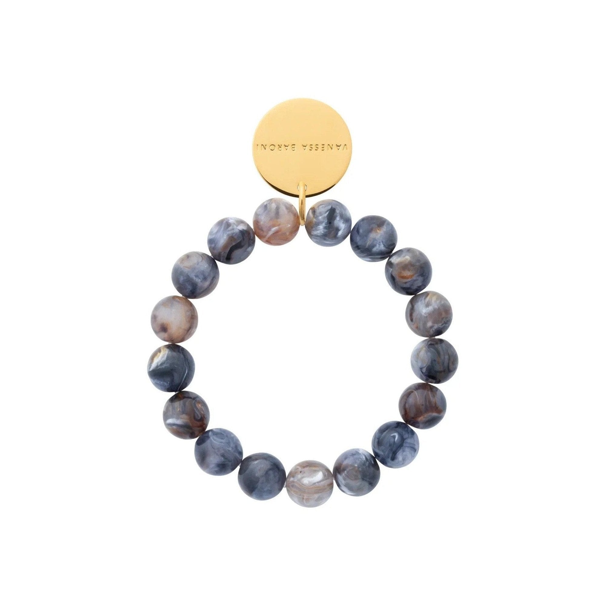 Vanessa Baroni Armband Mini Beads Flex, blue jeans marble, vergoldet