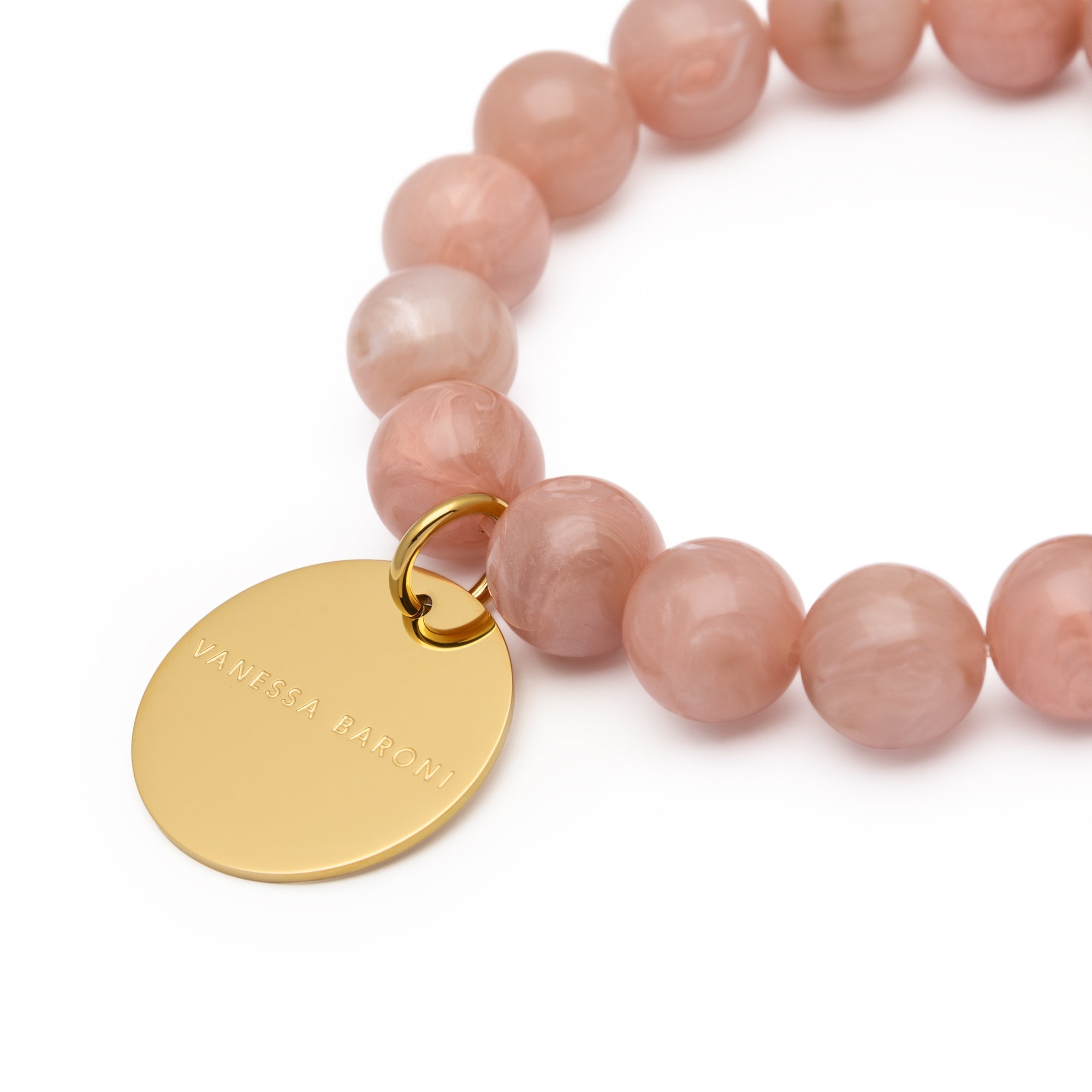 Vanessa Baroni Armband Mini Beads Flex, blush marble, vergoldet