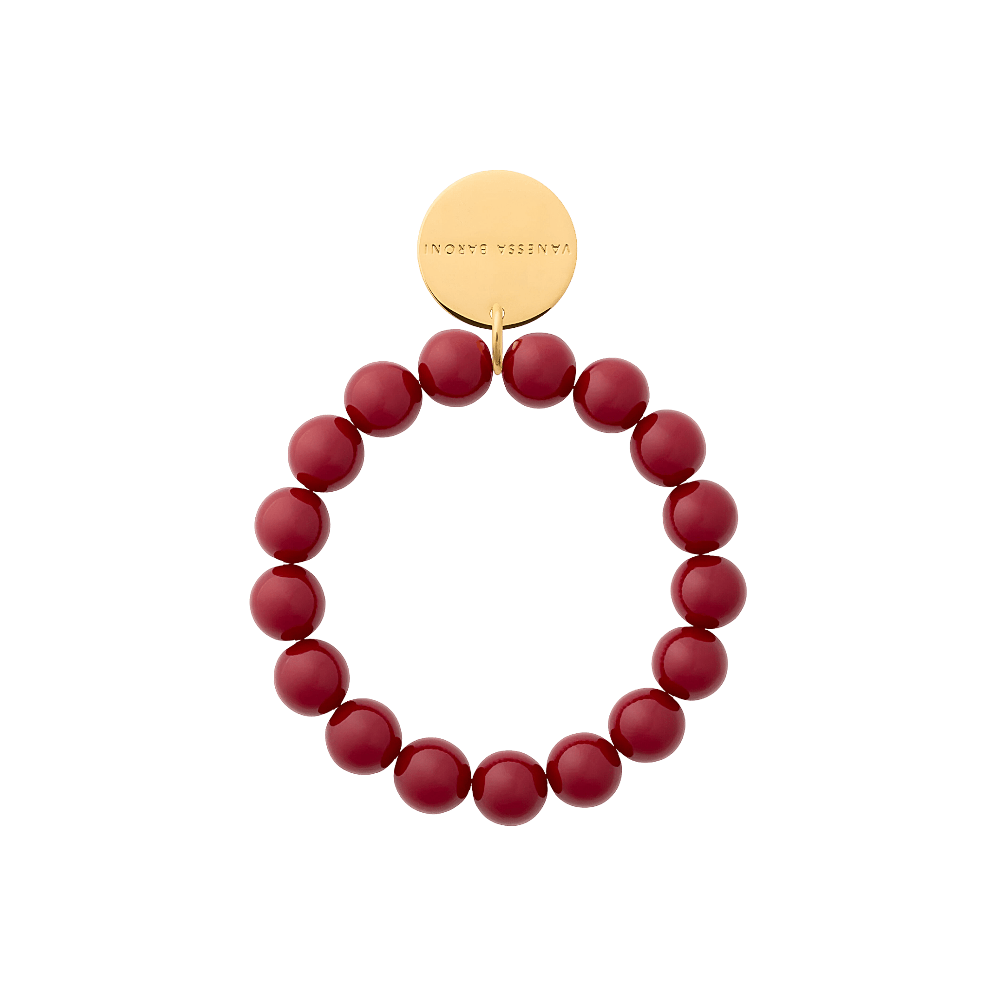 Vanessa Baroni Armband Mini Beads Flex, bordeaux, vergoldet