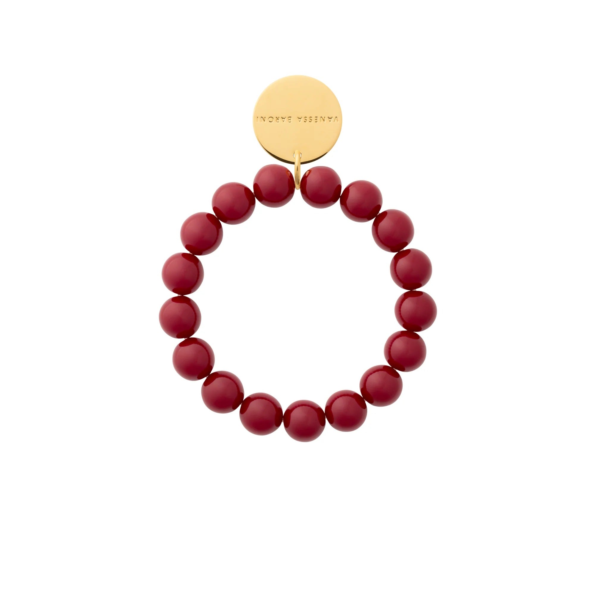 Vanessa Baroni Armband Mini Beads Flex, bordeaux, vergoldet