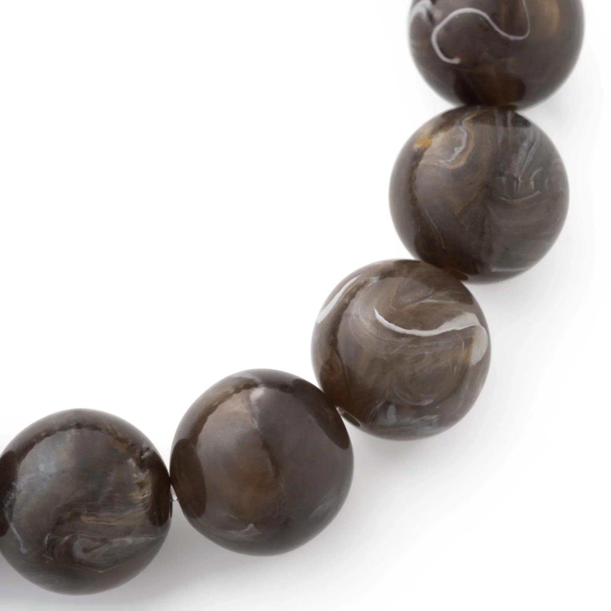 Vanessa Baroni Armband Mini Beads Flex, dark brown marble, vergoldet