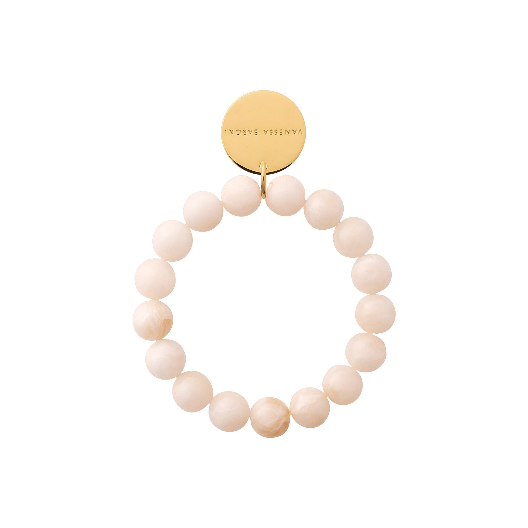 Vanessa Baroni Armband Mini Beads Flex, latte marble, vergoldet