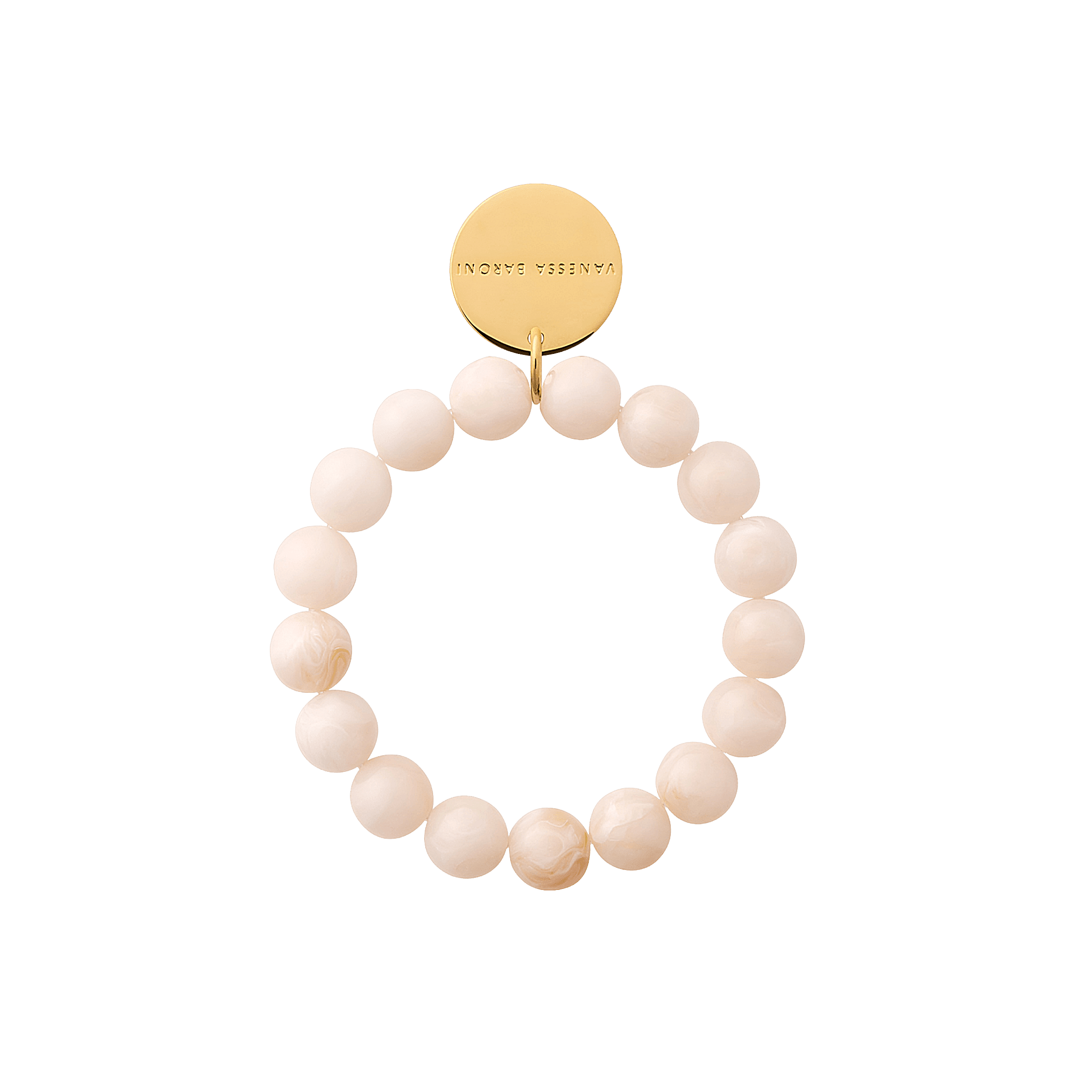Vanessa Baroni Armband Mini Beads Flex, latte marble, vergoldet