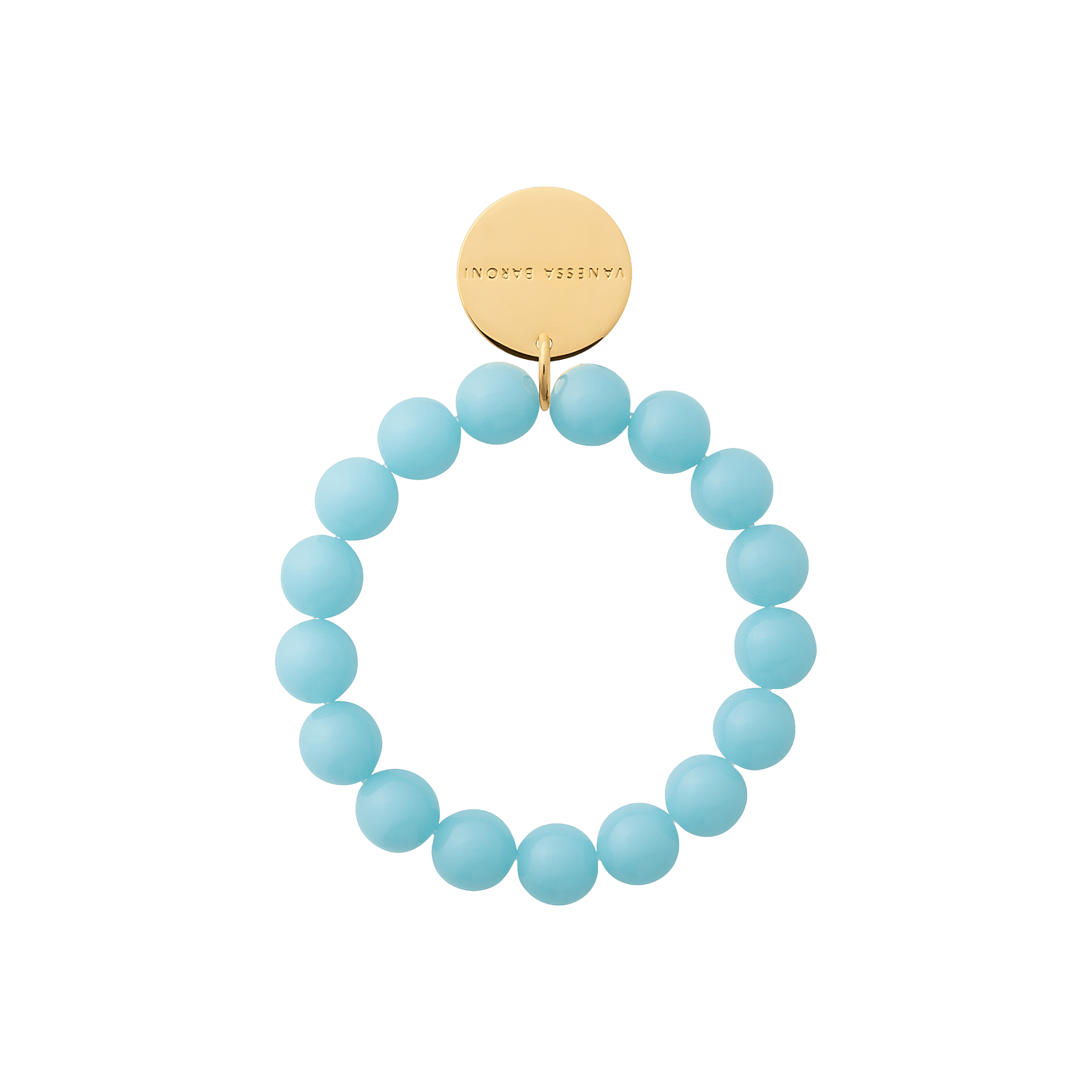 Vanessa Baroni Armband Mini Beads Flex, opaline blue, vergoldet