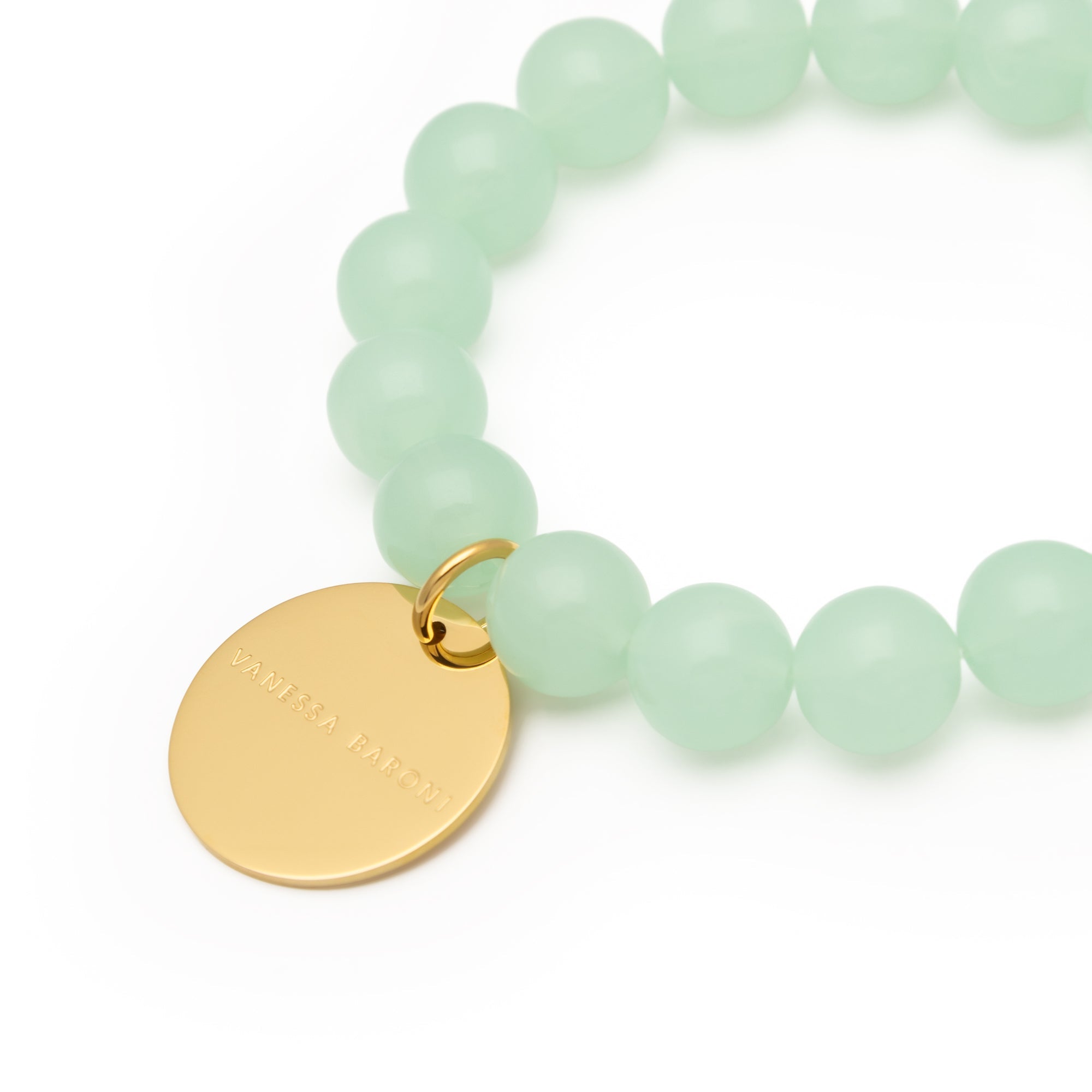 Vanessa Baroni Armband Mini Beads Flex, opaline mint, vergoldet