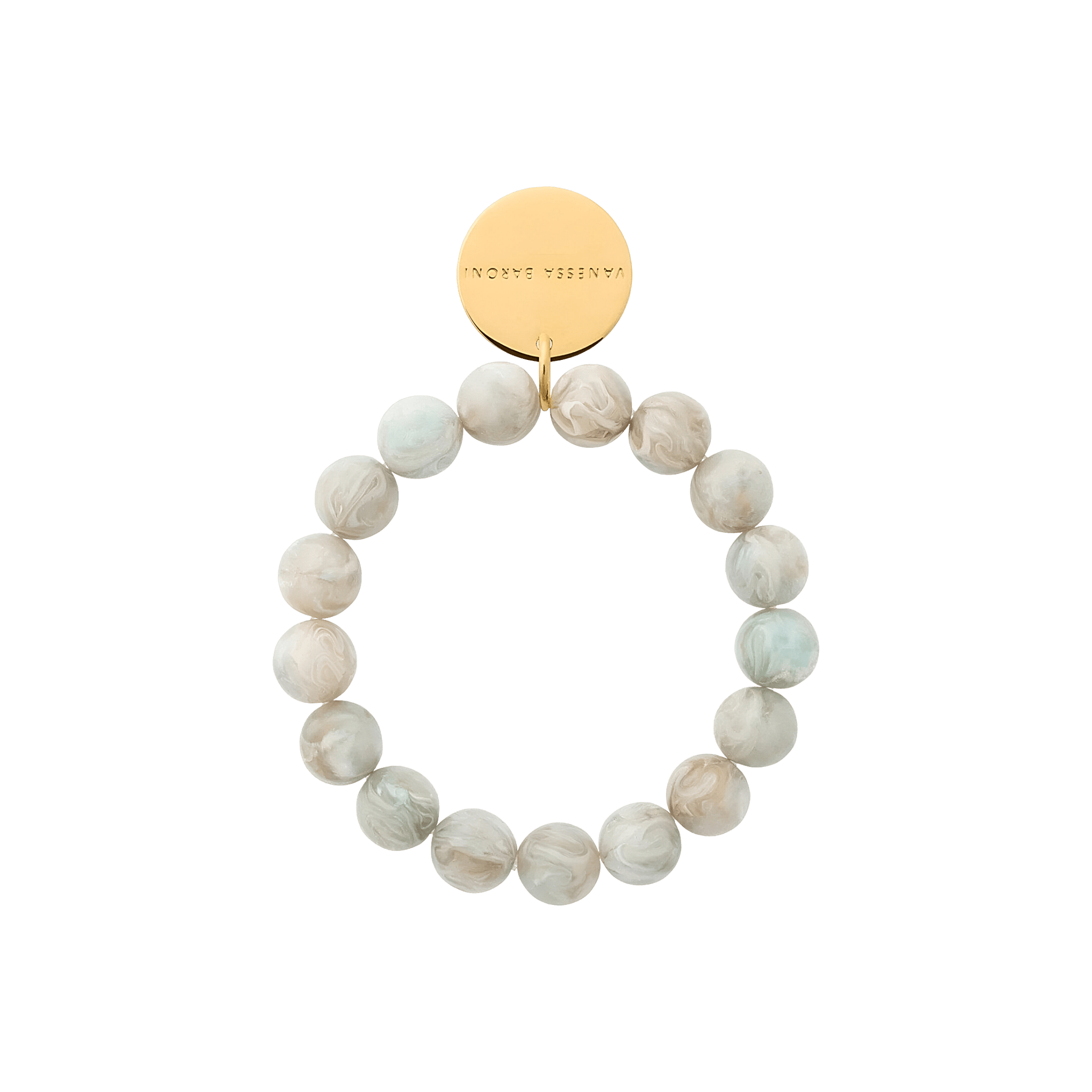 Vanessa Baroni Armband Mini Beads Flex, snow green marble, vergoldet