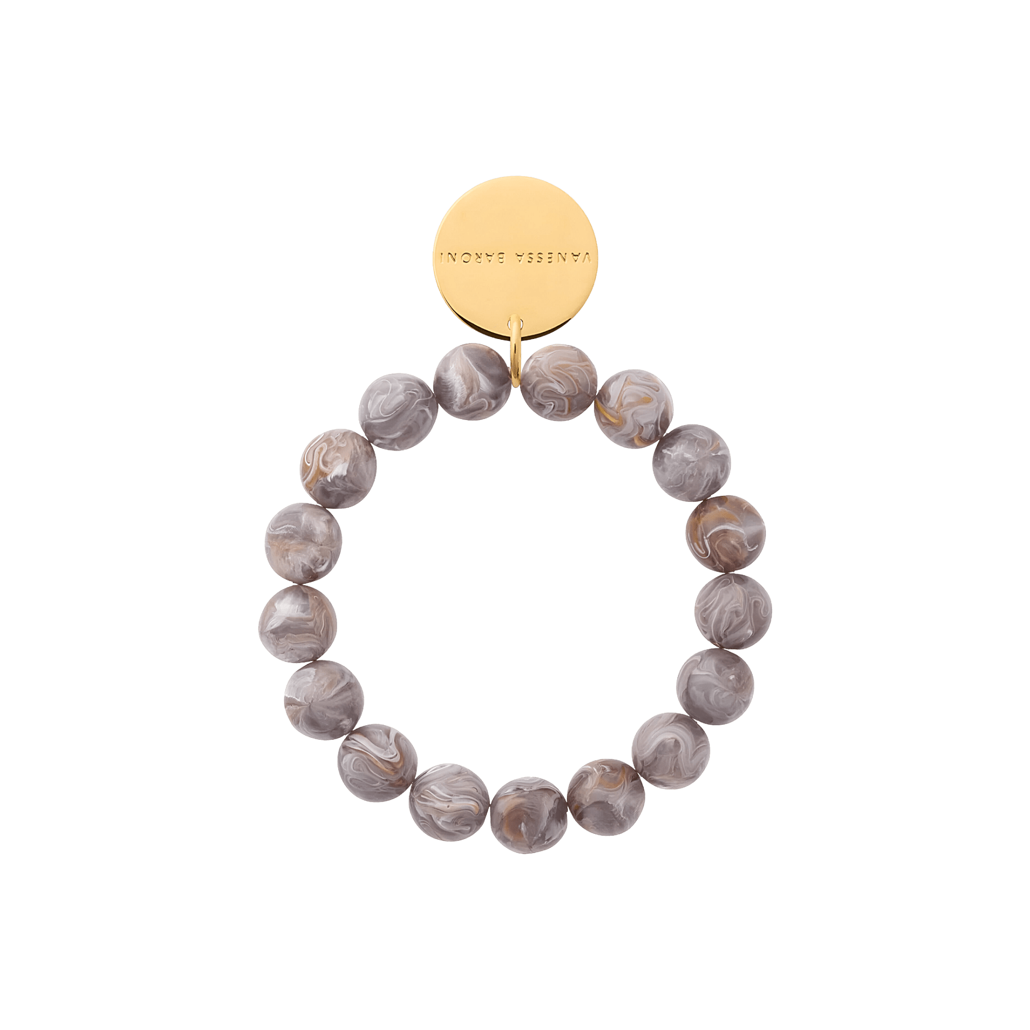 Vanessa Baroni Armband Mini Beads Flex, taupe marble, vergoldet