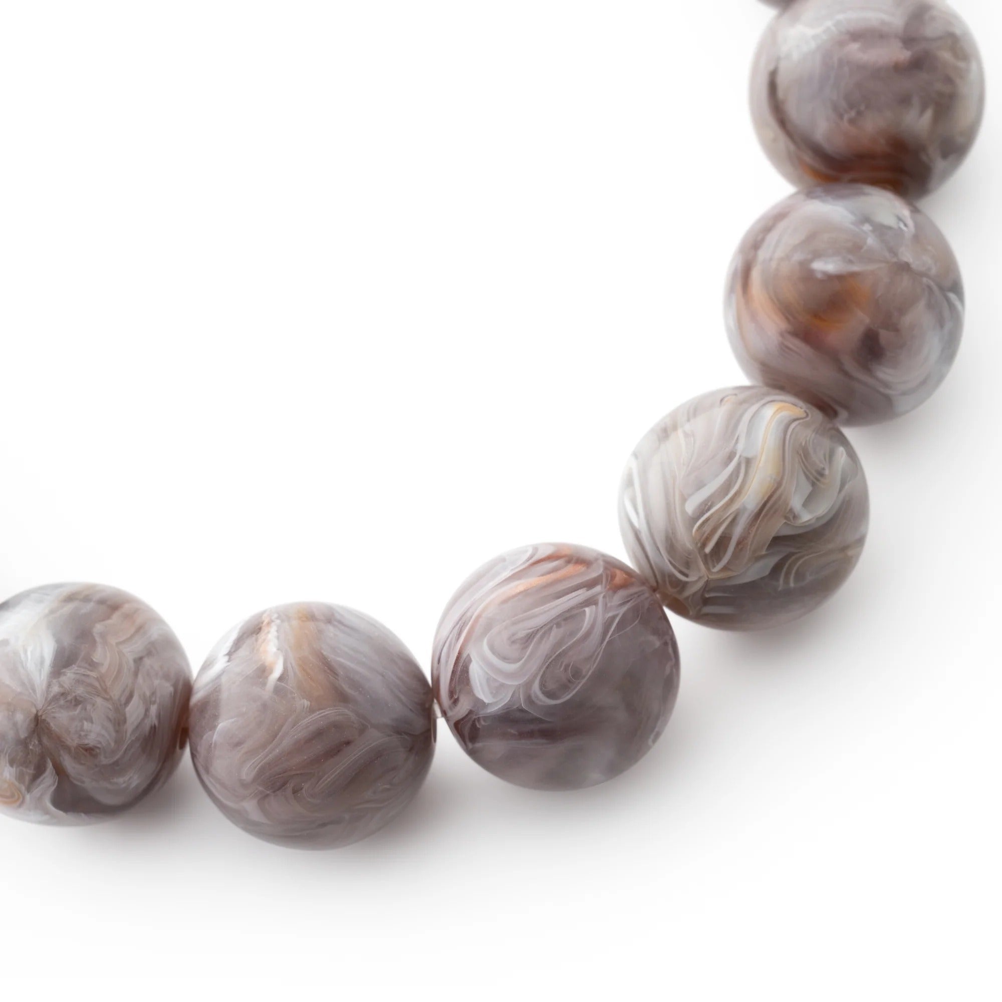 Vanessa Baroni Armband Mini Beads Flex, taupe marble, vergoldet