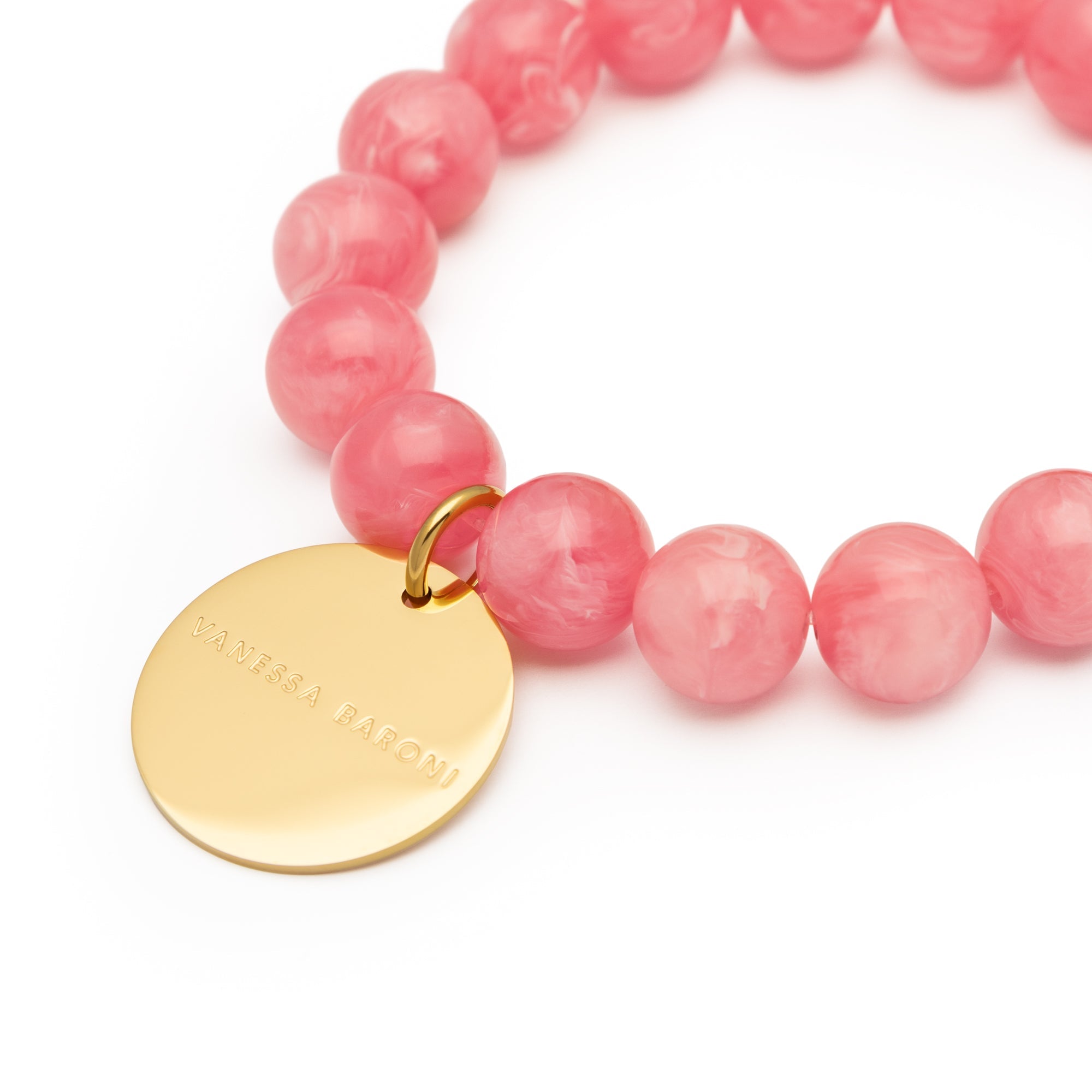 Vanessa Baroni Armband Mini Beads Flex, watermelon marble, vergoldet