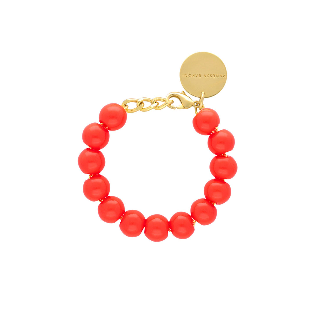 Vanessa Baroni Armband Mini Beads, neon coral, vergoldet