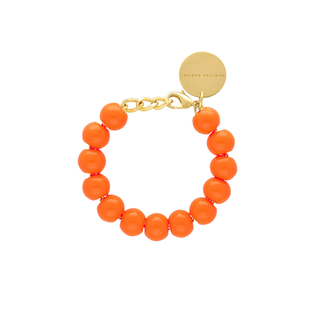 Vanessa Baroni Armband Mini Beads, neon orange, vergoldet