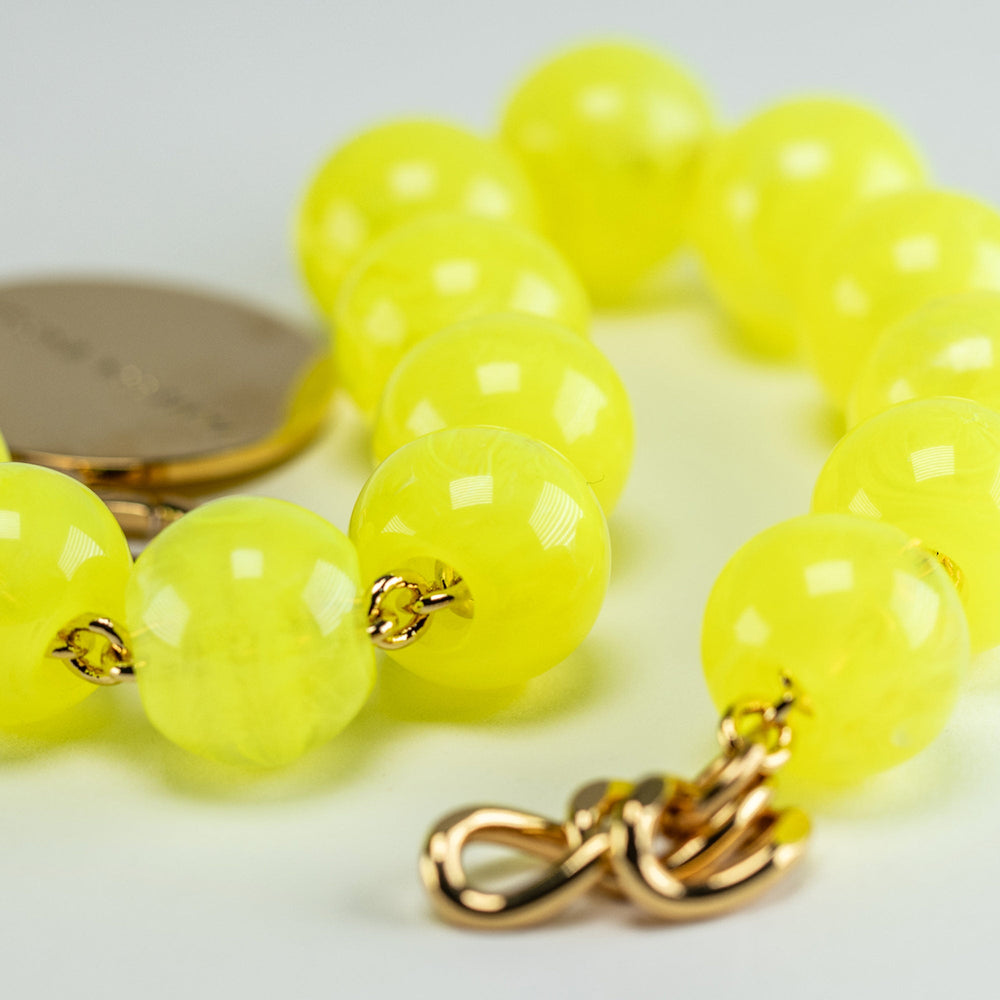 Vanessa Baroni Armband Mini Beads, neon yellow marble, vergoldet