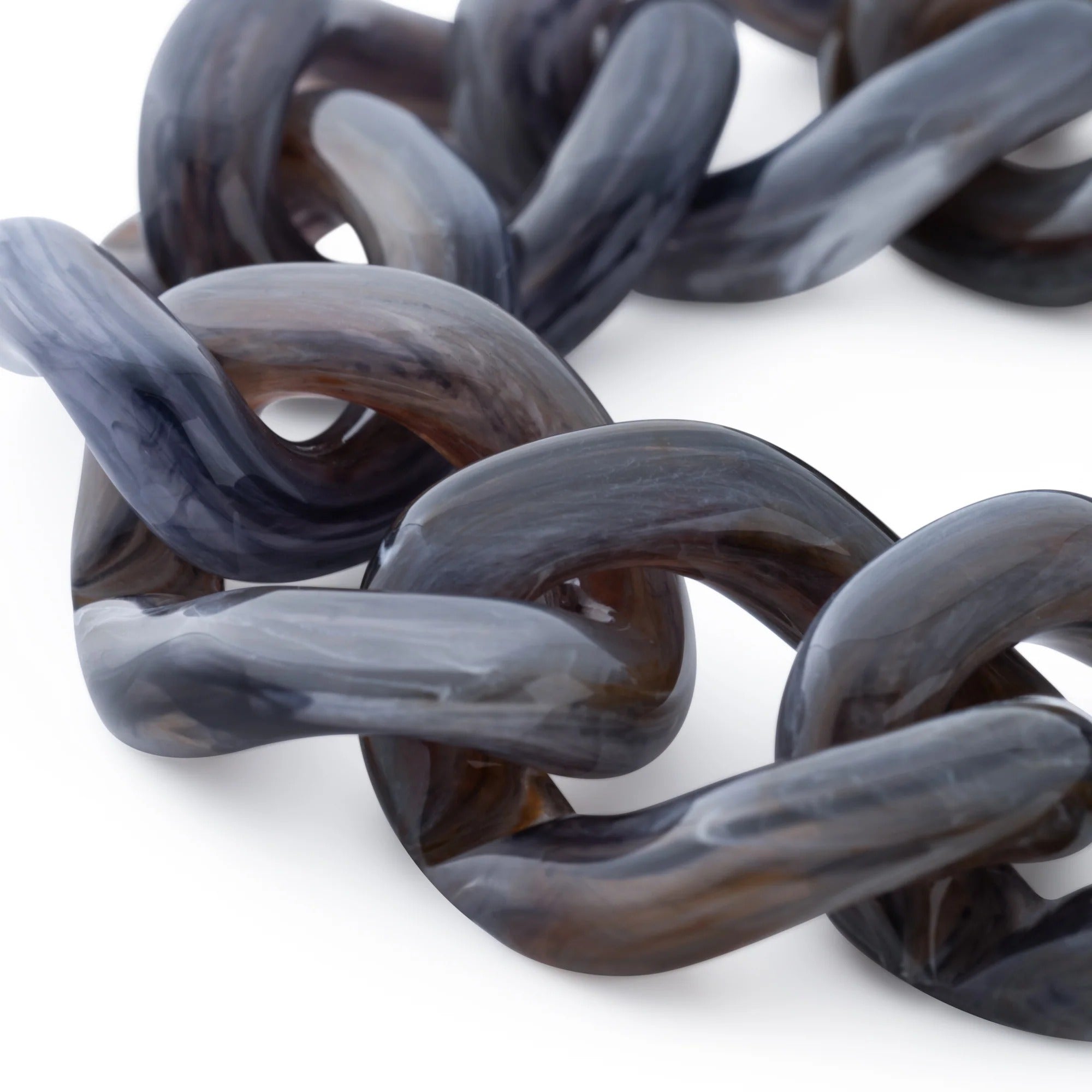 Vanessa Baroni Armband Mini Flat Chain, blue jeans marble, vergoldet