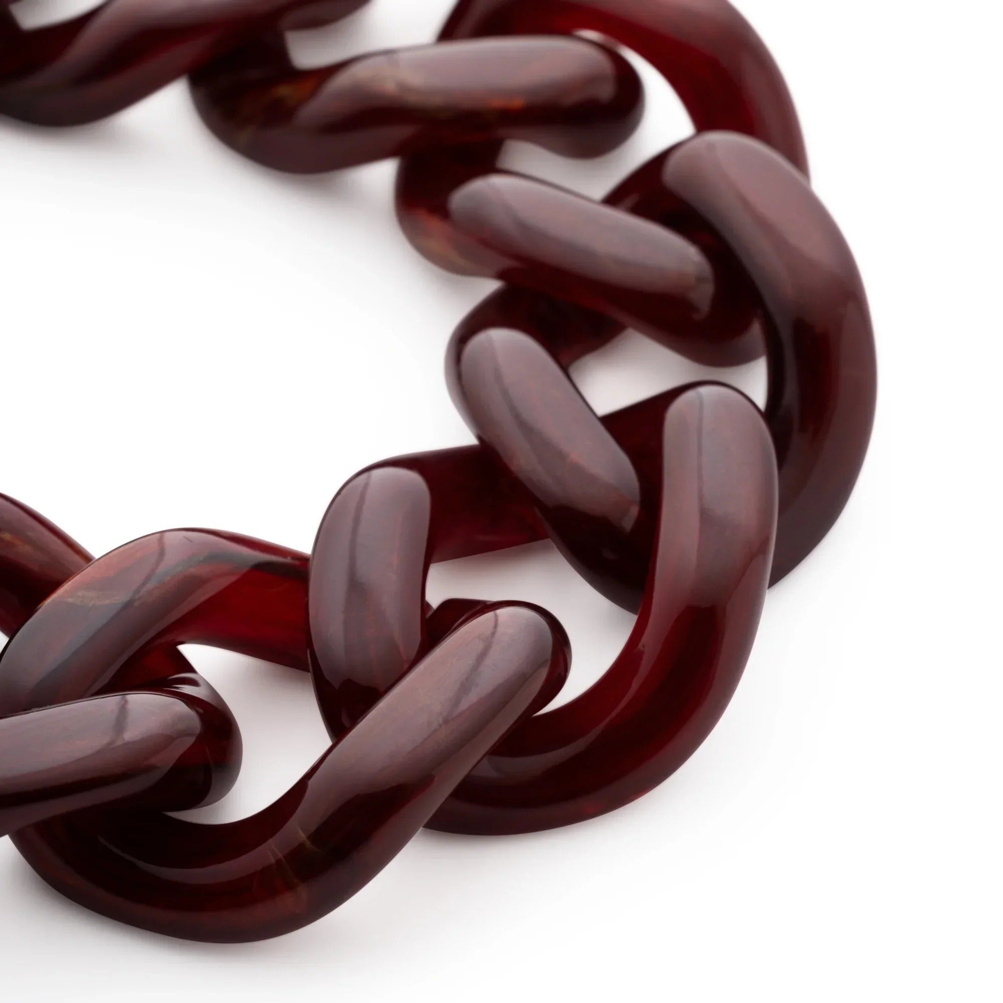 Vanessa Baroni Armband Mini Flat Chain, bordeaux marble, vergoldet