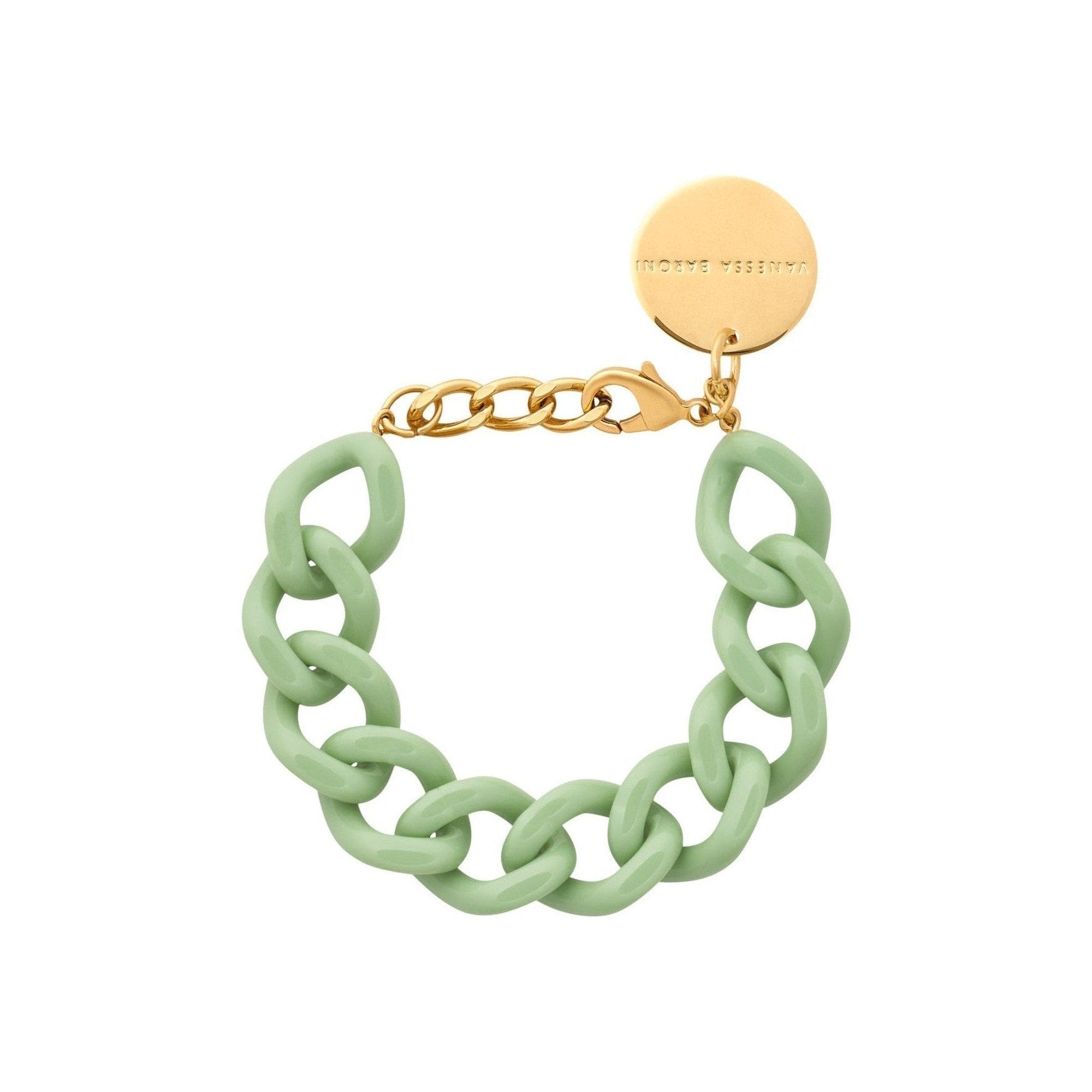 Vanessa Baroni Armband Mini Flat Chain, pistachio, vergoldet