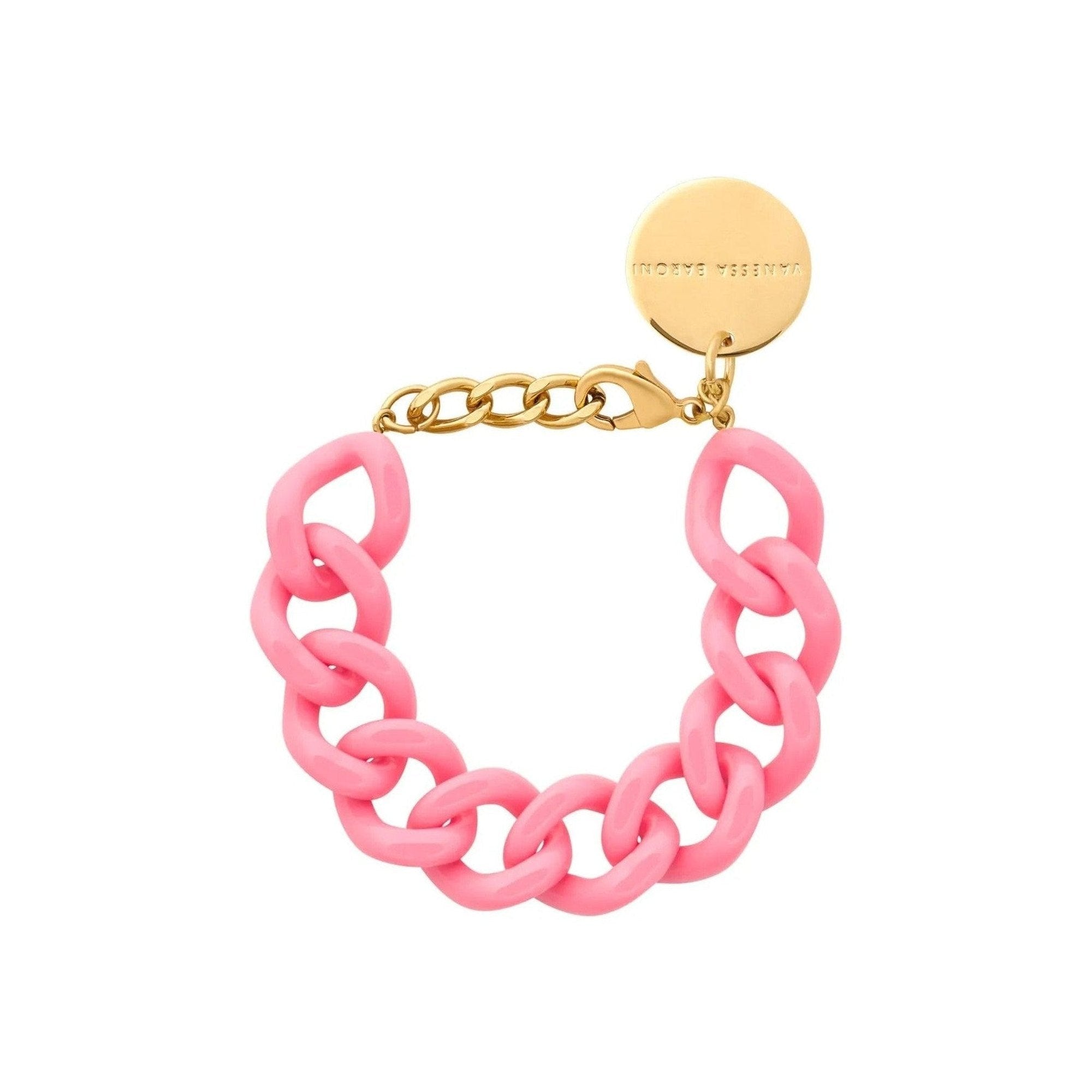 Vanessa Baroni Armband Mini Flat Chain, raspberry, vergoldet
