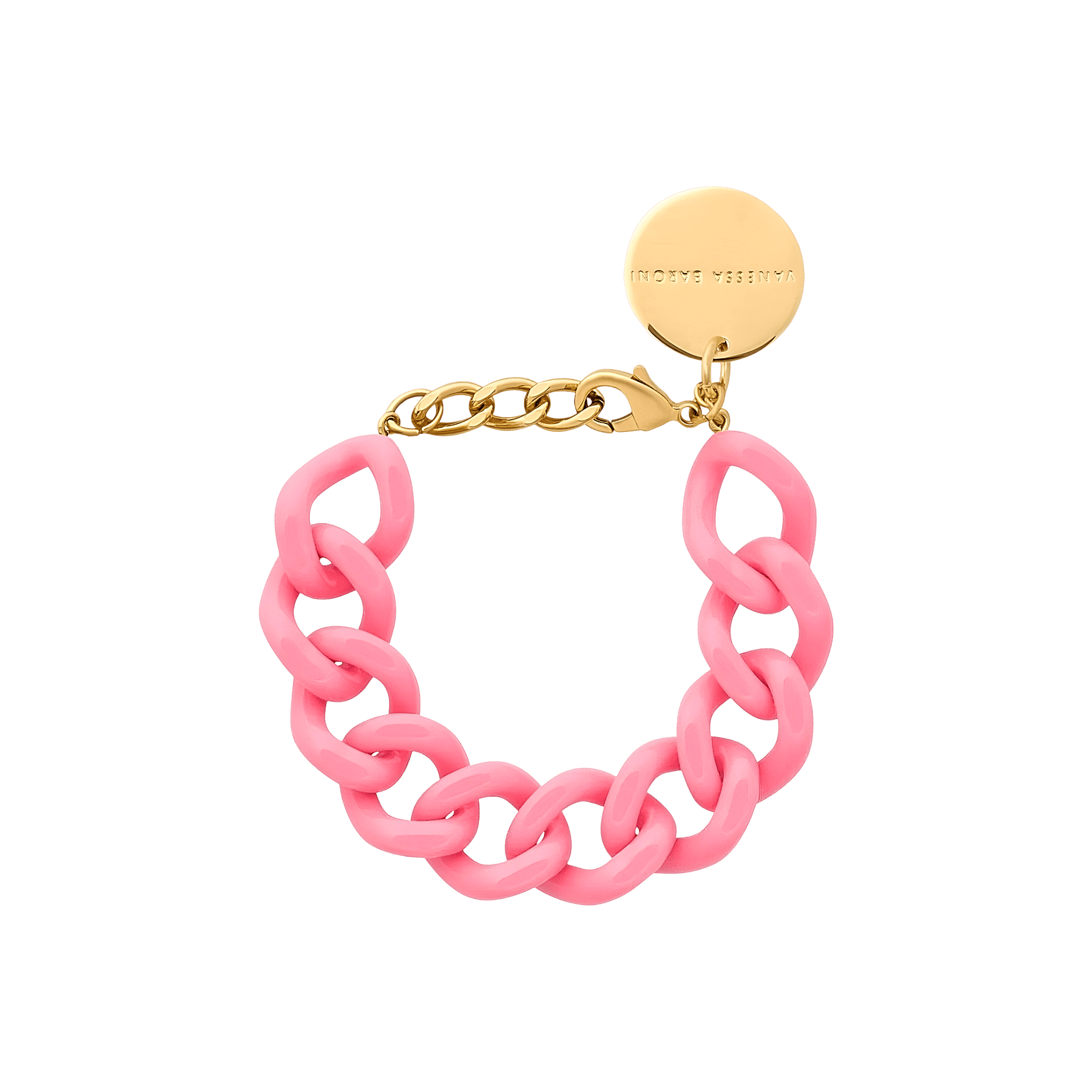 Vanessa Baroni Armband Mini Flat Chain, raspberry, vergoldet