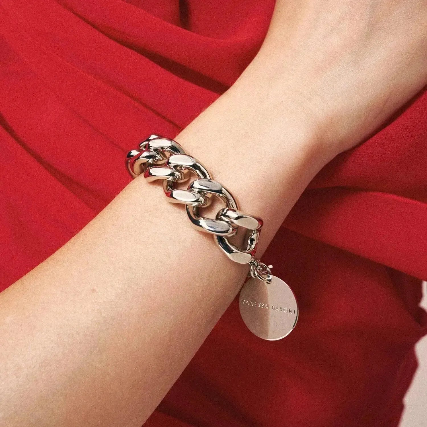 Vanessa Baroni Armband Mini Flat Chain, silver, versilbert