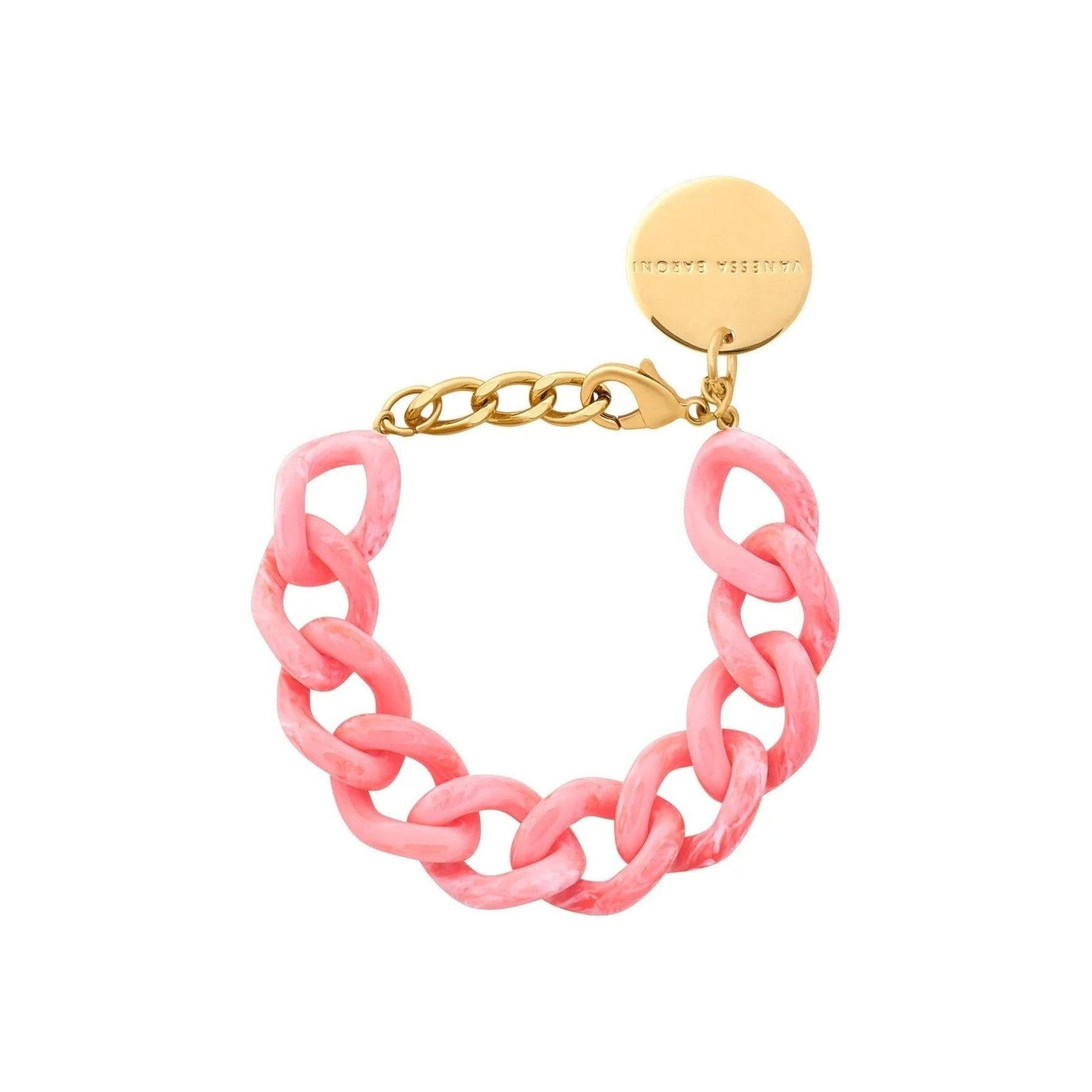 Vanessa Baroni Armband Mini Flat Chain, strawberry icecream, vergoldet