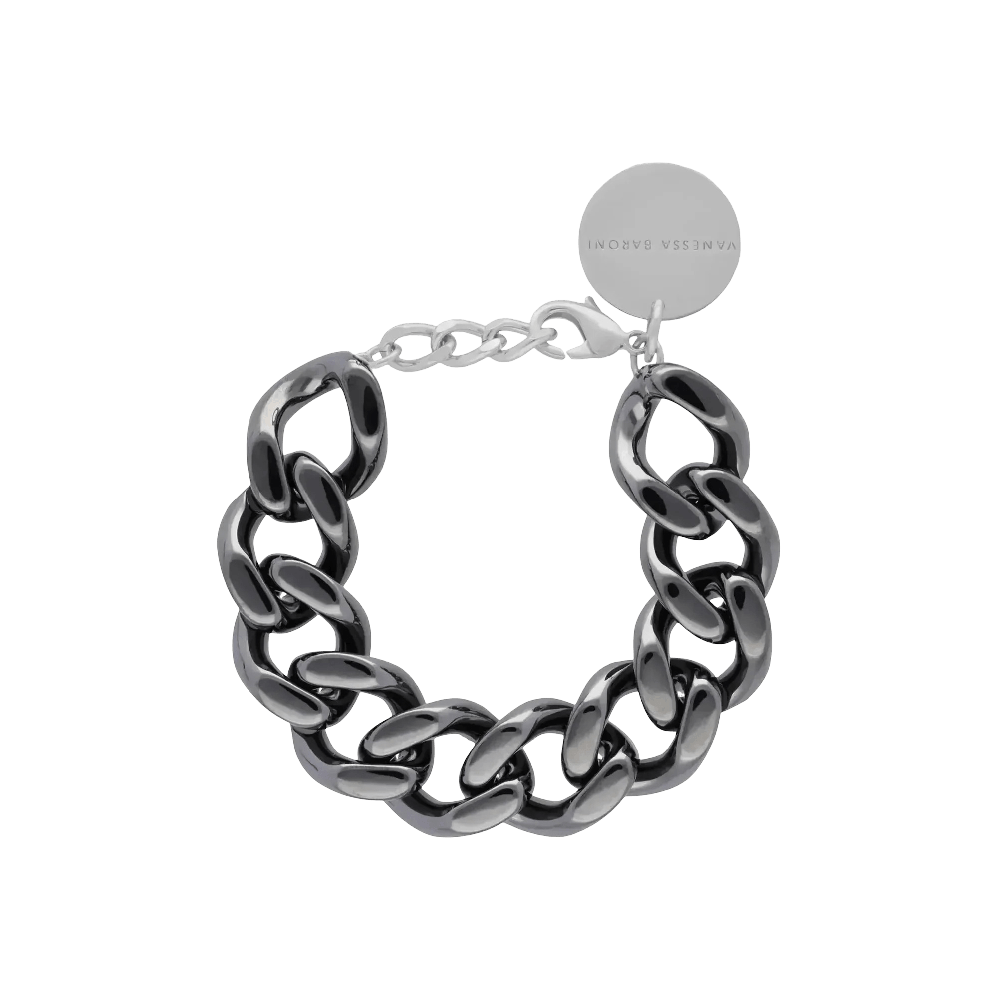Vanessa Baroni Armband Mini Flat Chain, ultrablack, versilbert