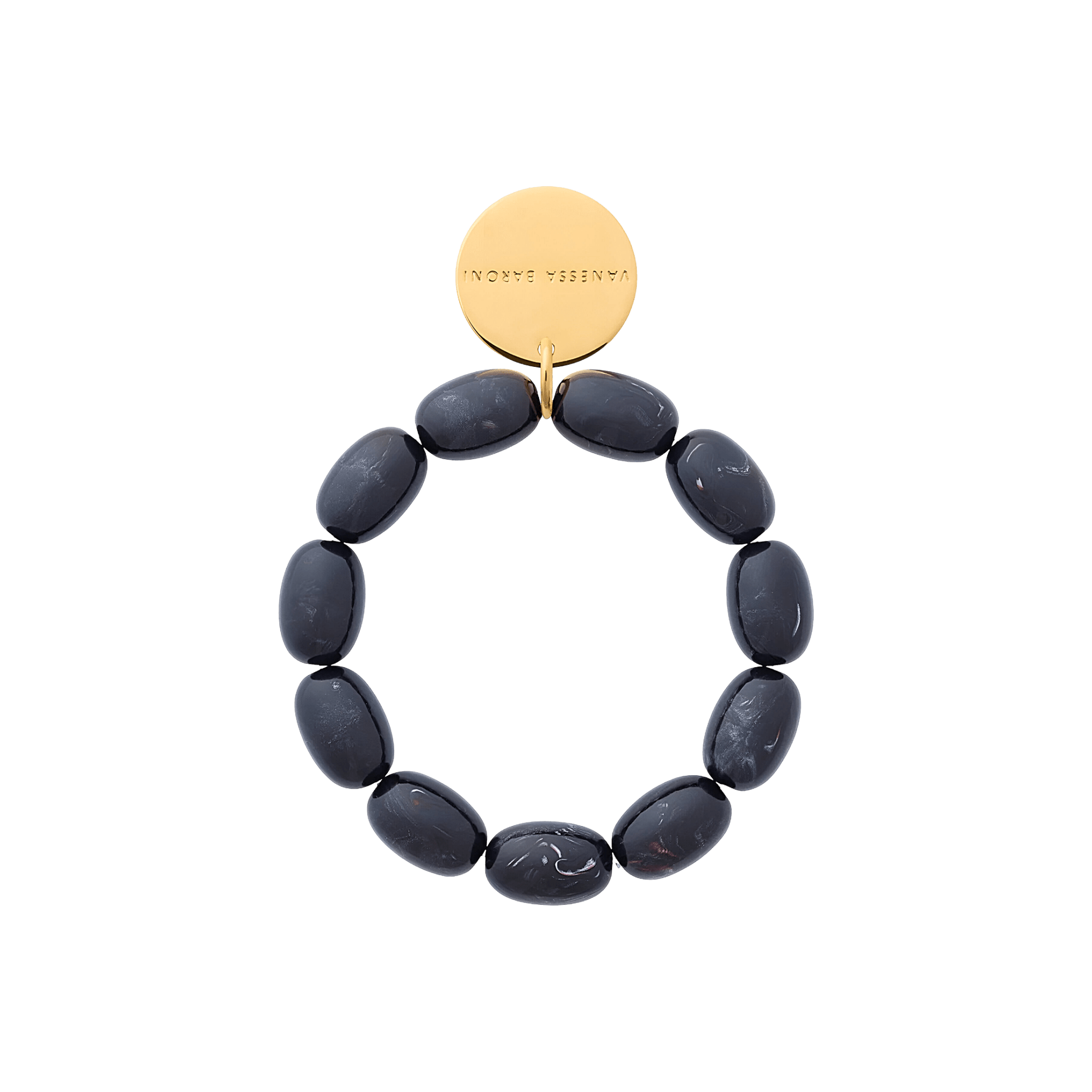 Vanessa Baroni Armband Olive Flex, black universe marble, vergoldet
