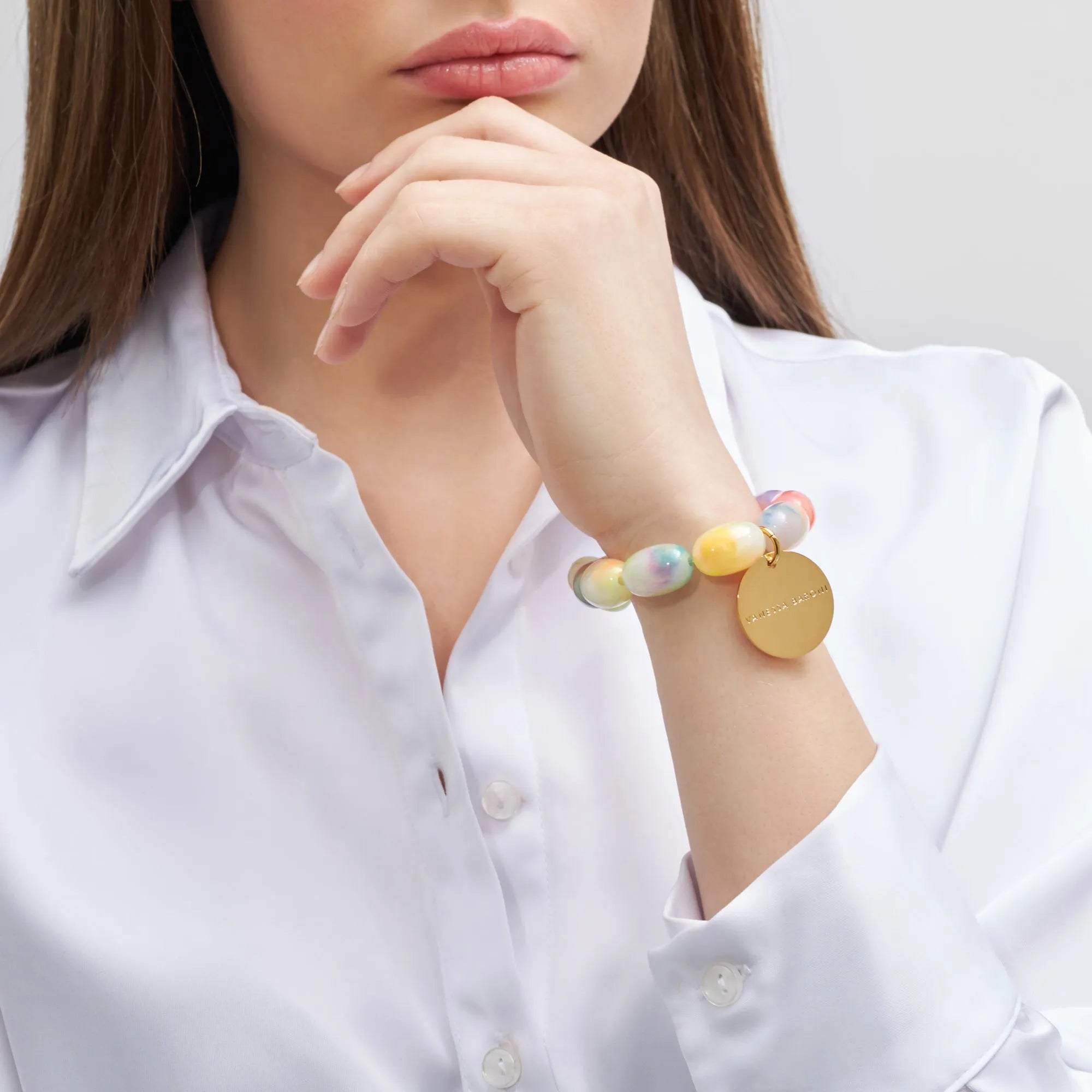 Vanessa Baroni Armband Olive Flex, neon rainbow, vergoldet