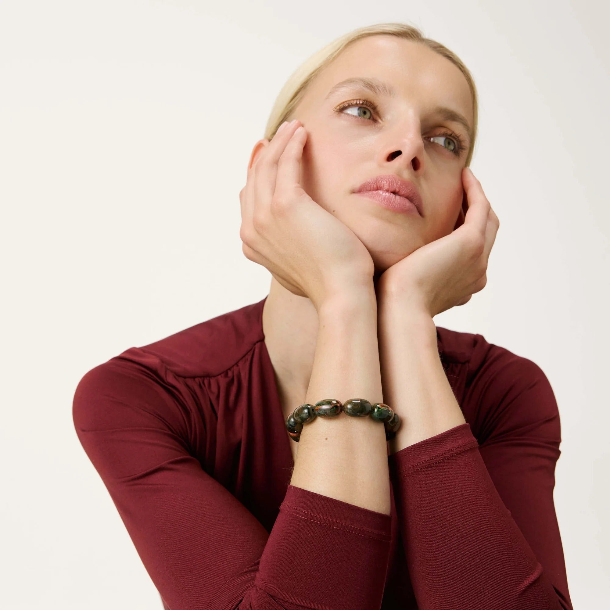 Vanessa Baroni Armband Olive Flex, new punk marble, vergoldet