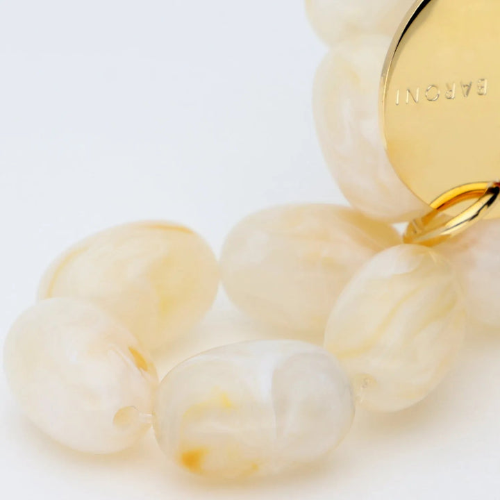 Vanessa Baroni Armband Olive Flex, pearl marble, vergoldet