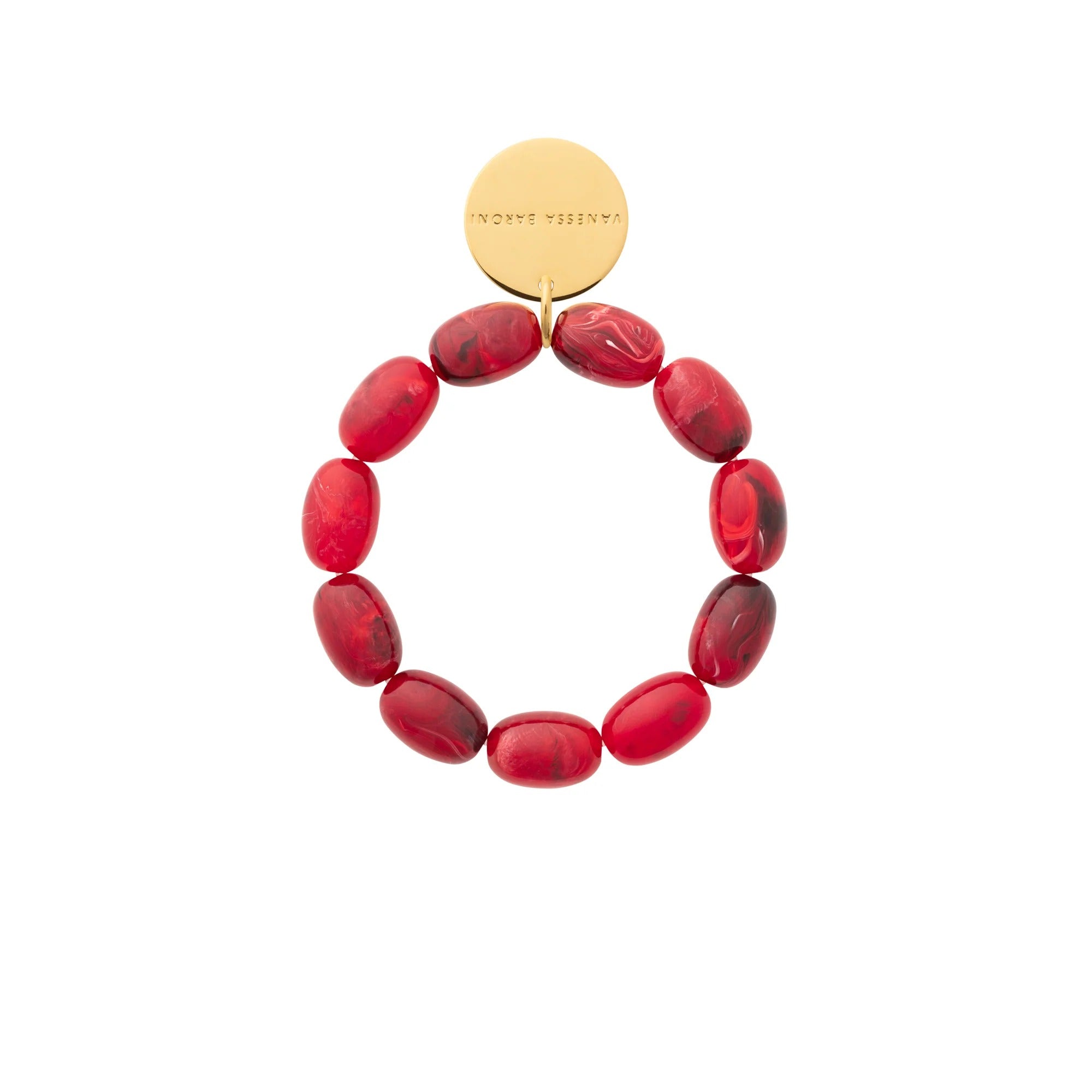 Vanessa Baroni Armband Olive Flex, red marble, vergoldet