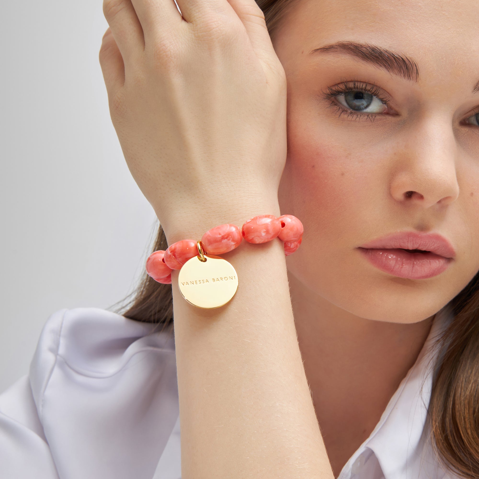 Vanessa Baroni Armband Olive Flex, strawberry icecream, vergoldet