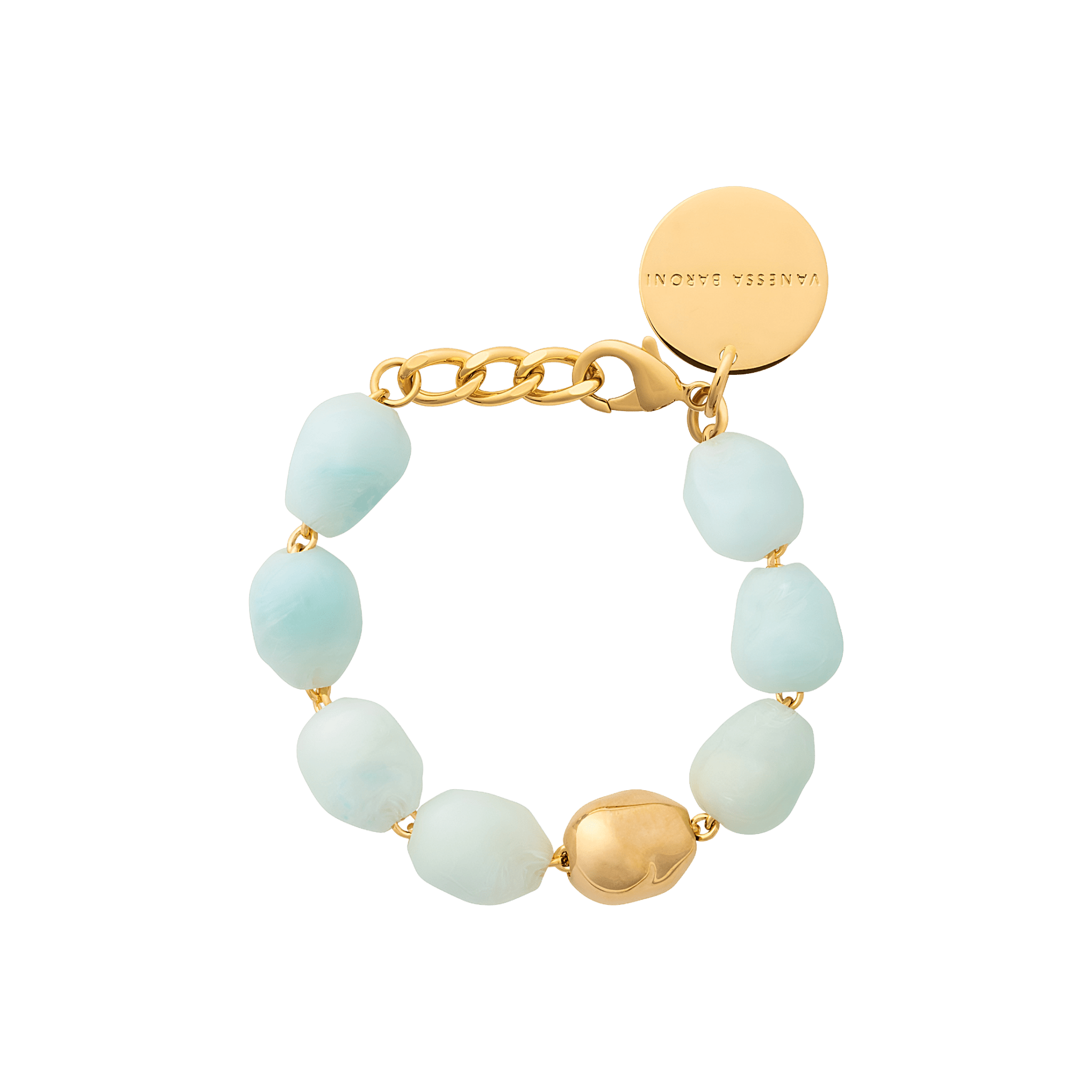 Vanessa Baroni Armband Organic Pearl, cloud marble, vergoldet