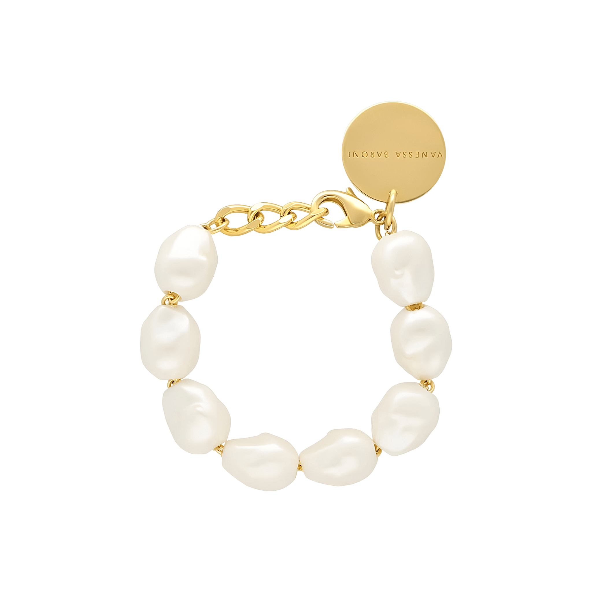 Vanessa Baroni Armband Organic Pearl, pearl, vergoldet