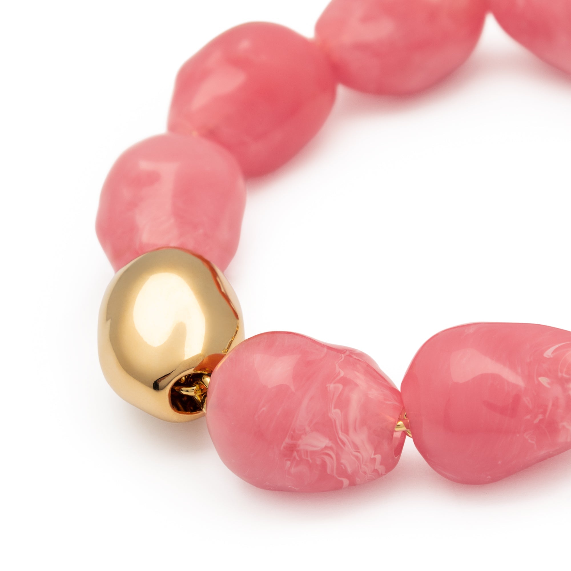 Vanessa Baroni Armband Organic Pearl, watermelon marble, vergoldet