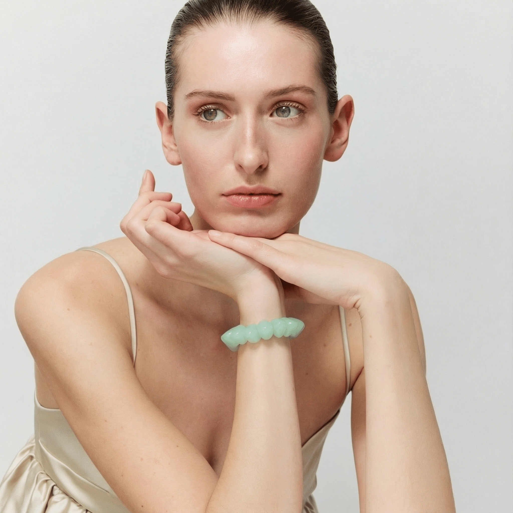 Vanessa Baroni Armband Stone Flex, opaline mint, vergoldet