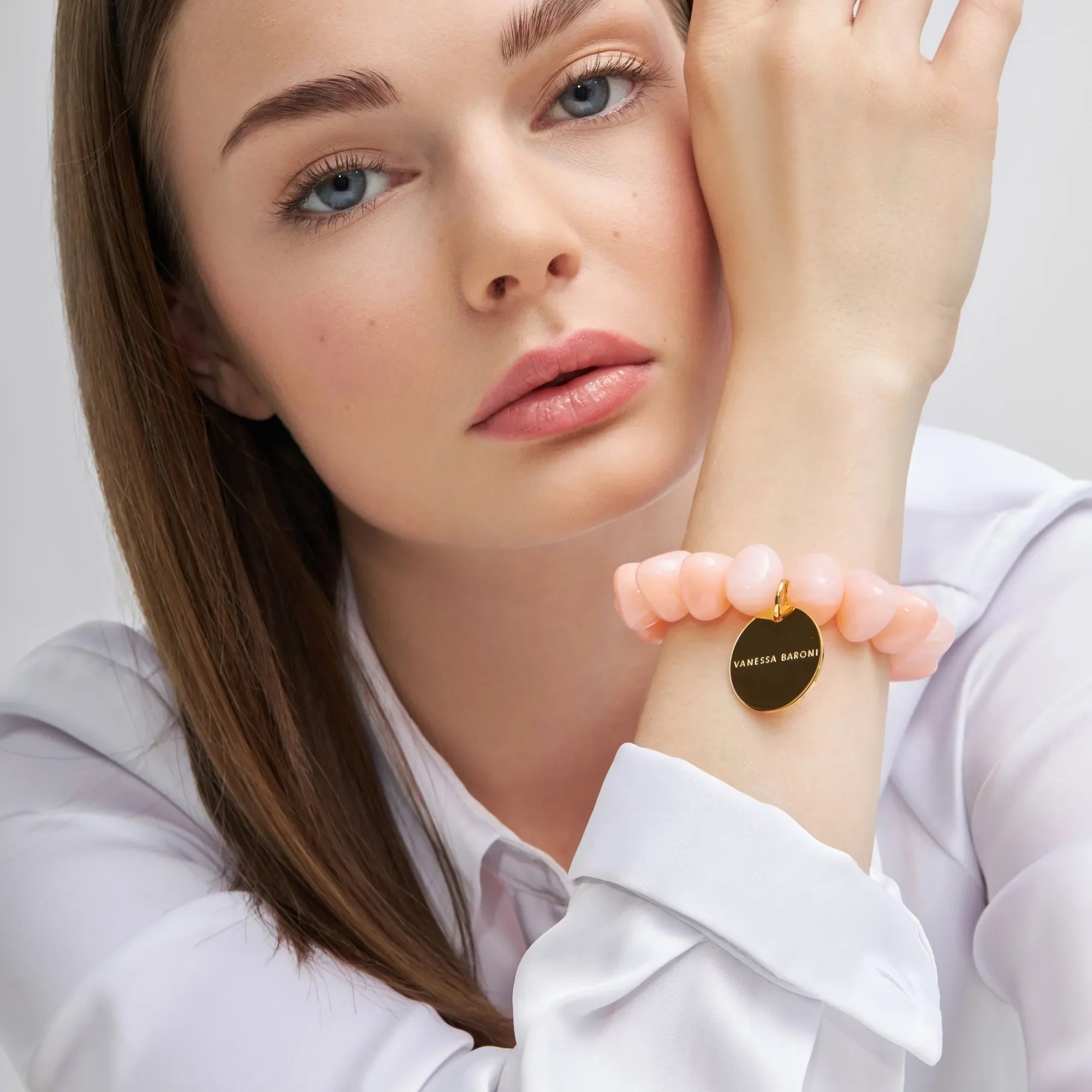 Vanessa Baroni Armband Stone Flex, peach sorbet, vergoldet