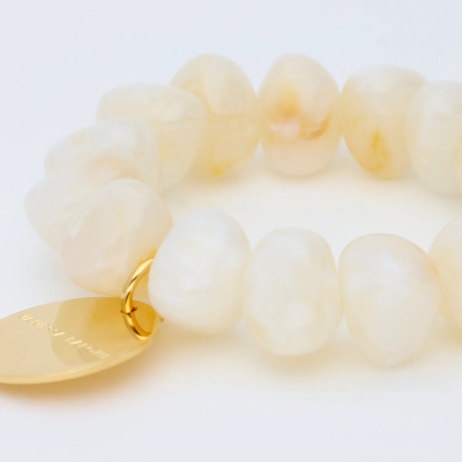 Vanessa Baroni Armband Stone Flex, pearl marble, vergoldet