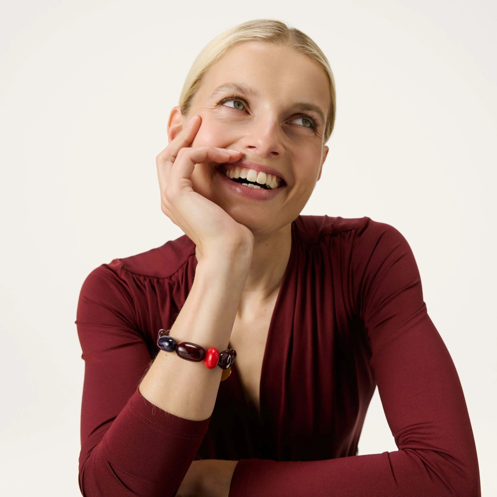 Vanessa Baroni Armband Unique Flex, aubergine, vergoldet