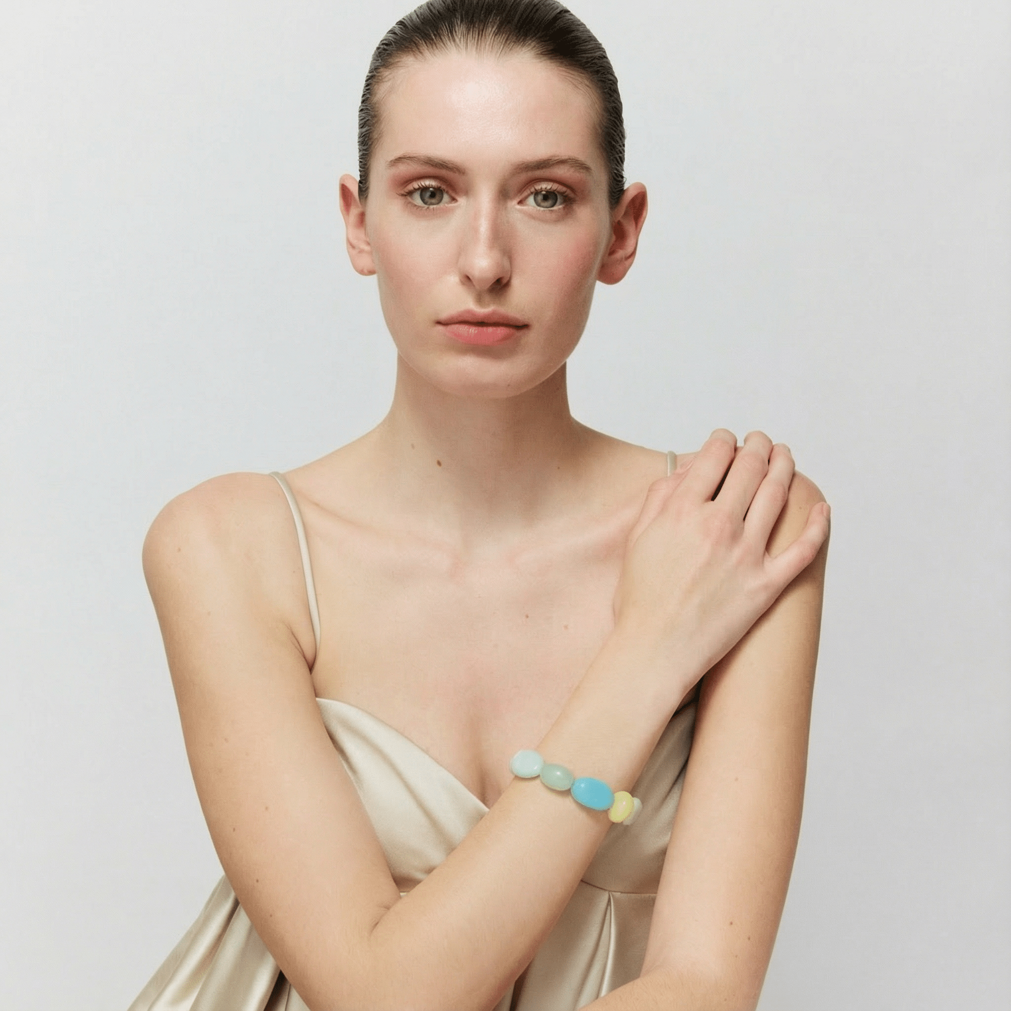Vanessa Baroni Armband Unique Flex, cloud marble, vergoldet