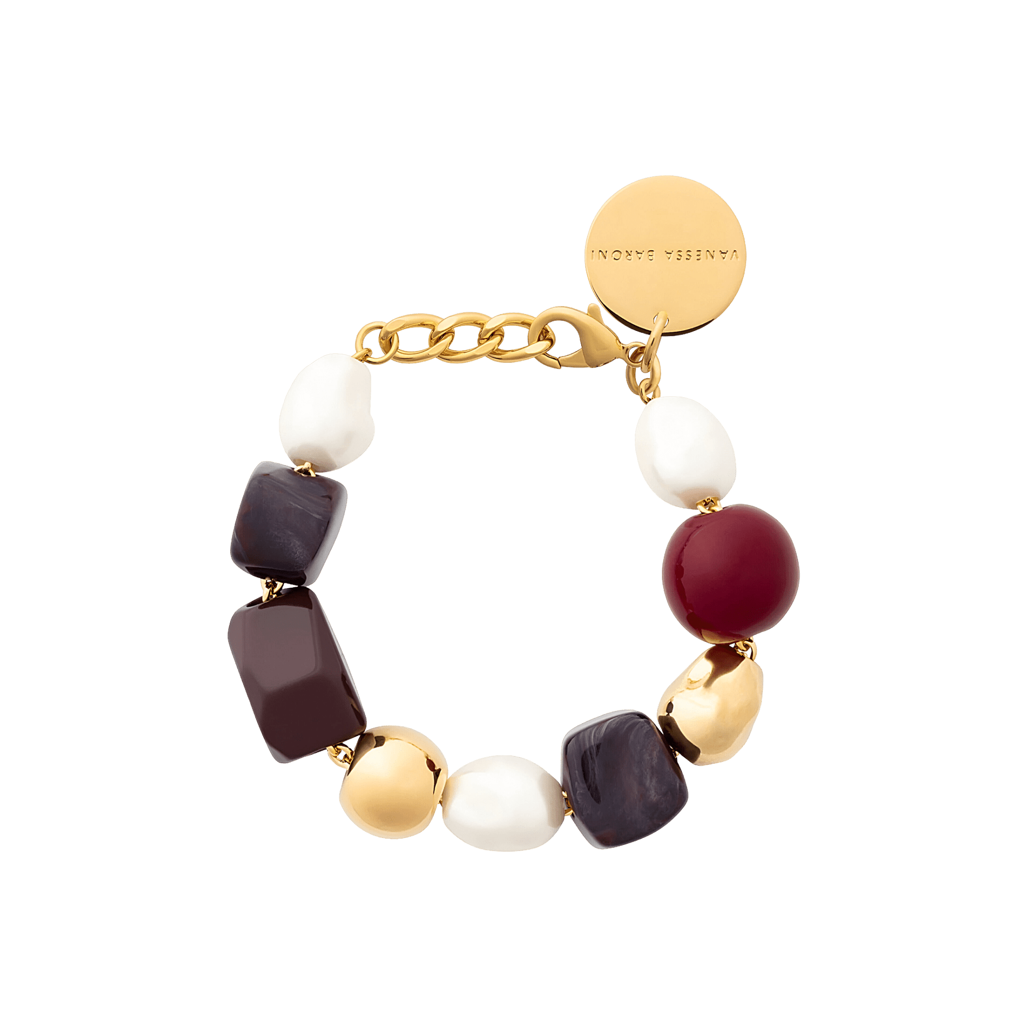 Vanessa Baroni Armband Winter Ibiza, bordeaux, vergoldet