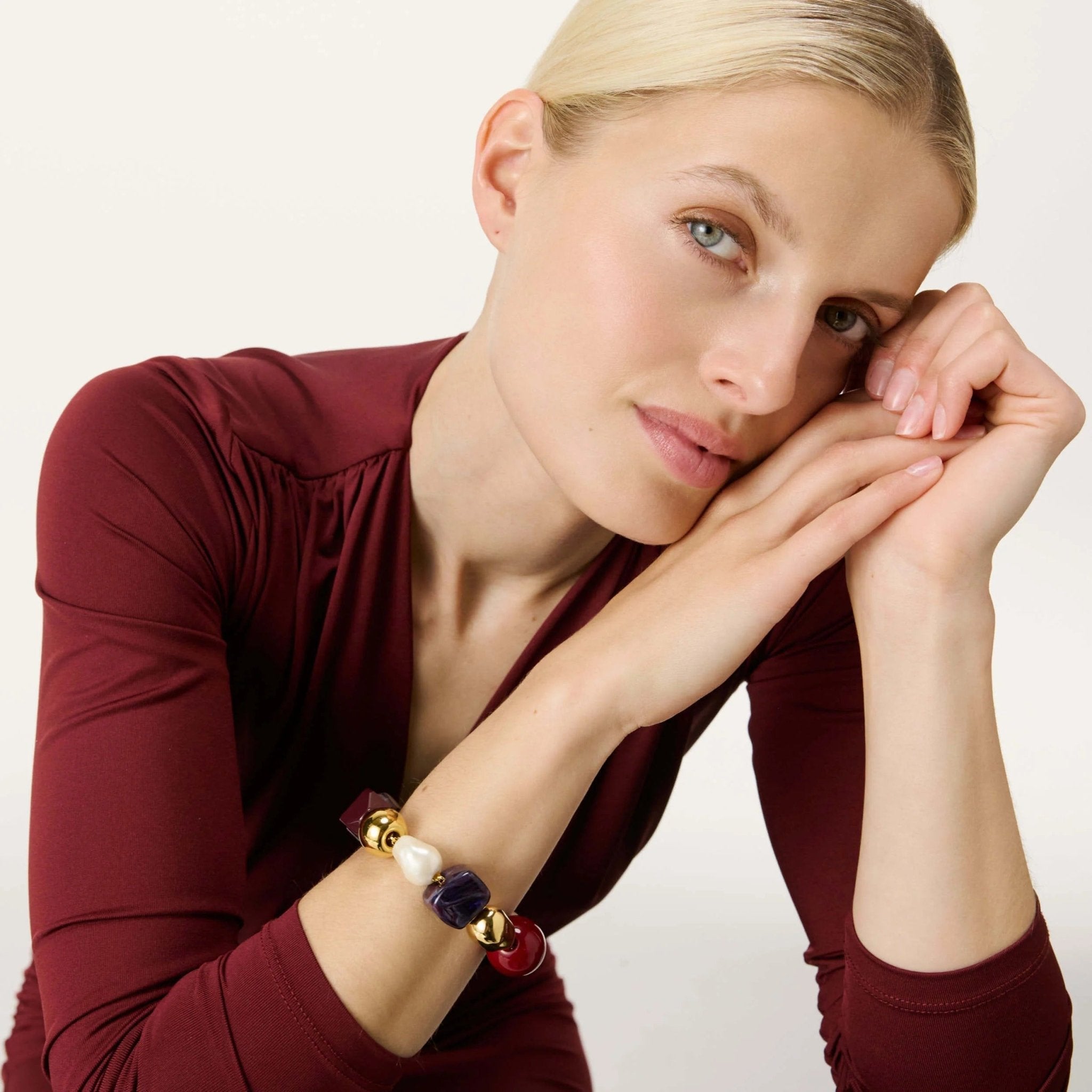 Vanessa Baroni Armband Winter Ibiza, bordeaux, vergoldet