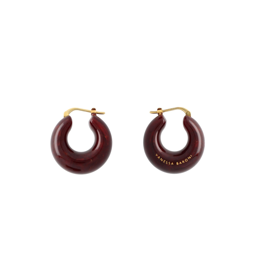 Vanessa Baroni Creolen Circlet, bordeaux marble, vergoldet