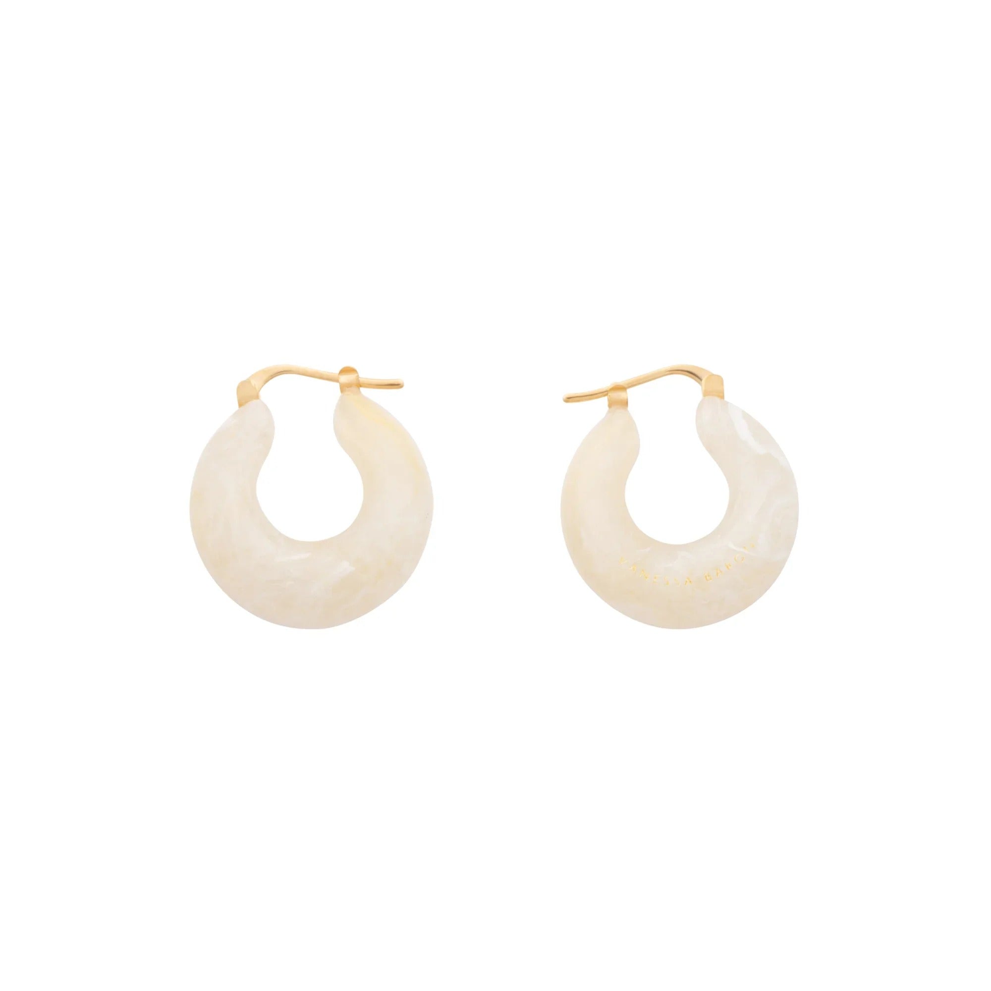 Vanessa Baroni Creolen Circlet, pearl marble, vergoldet