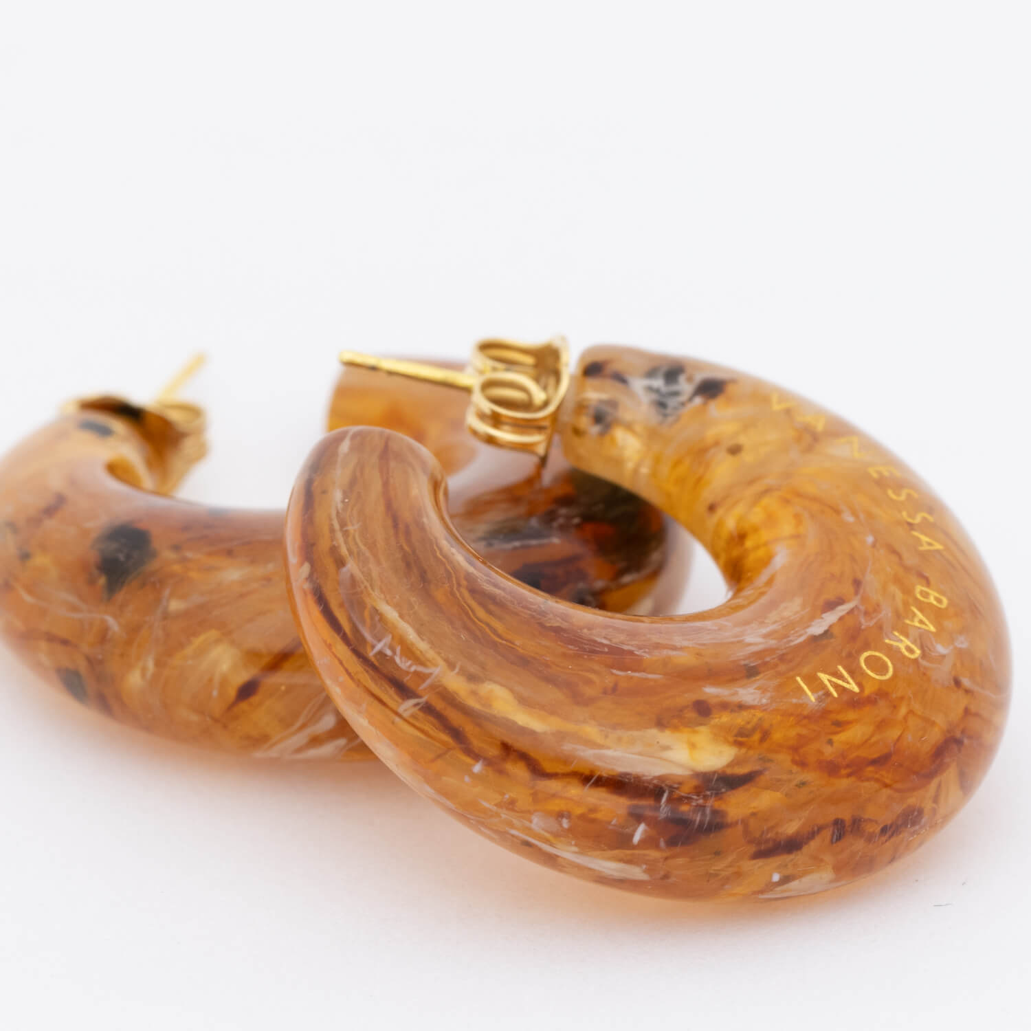 Vanessa Baroni Creolen Moon, bernstein, vergoldet