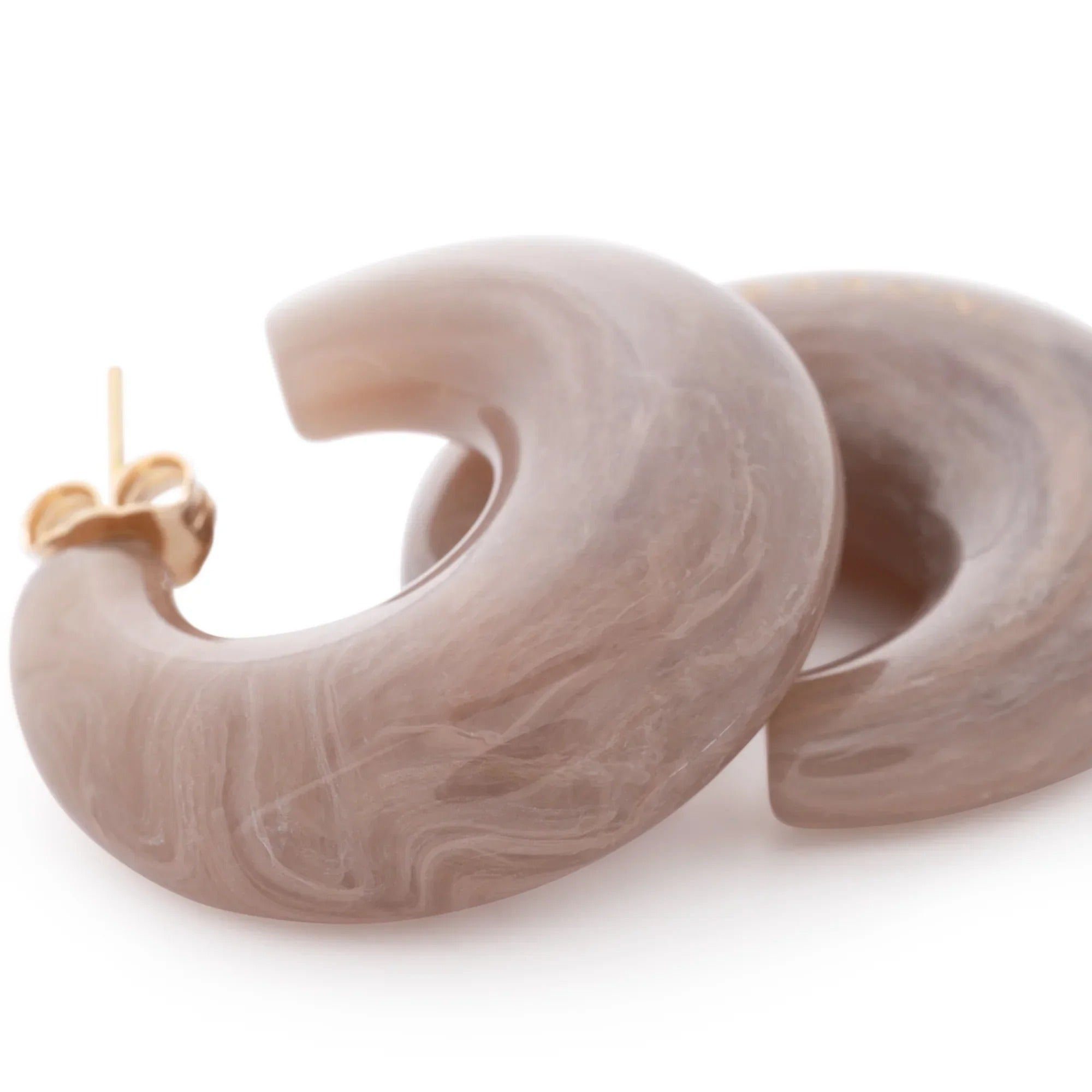 Vanessa Baroni Creolen Moon, biancone marble, vergoldet