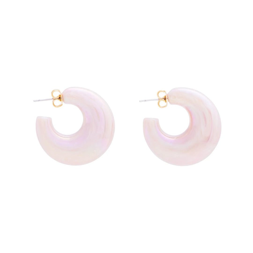 Vanessa Baroni Creolen Moon, iridescent rose, vergoldet