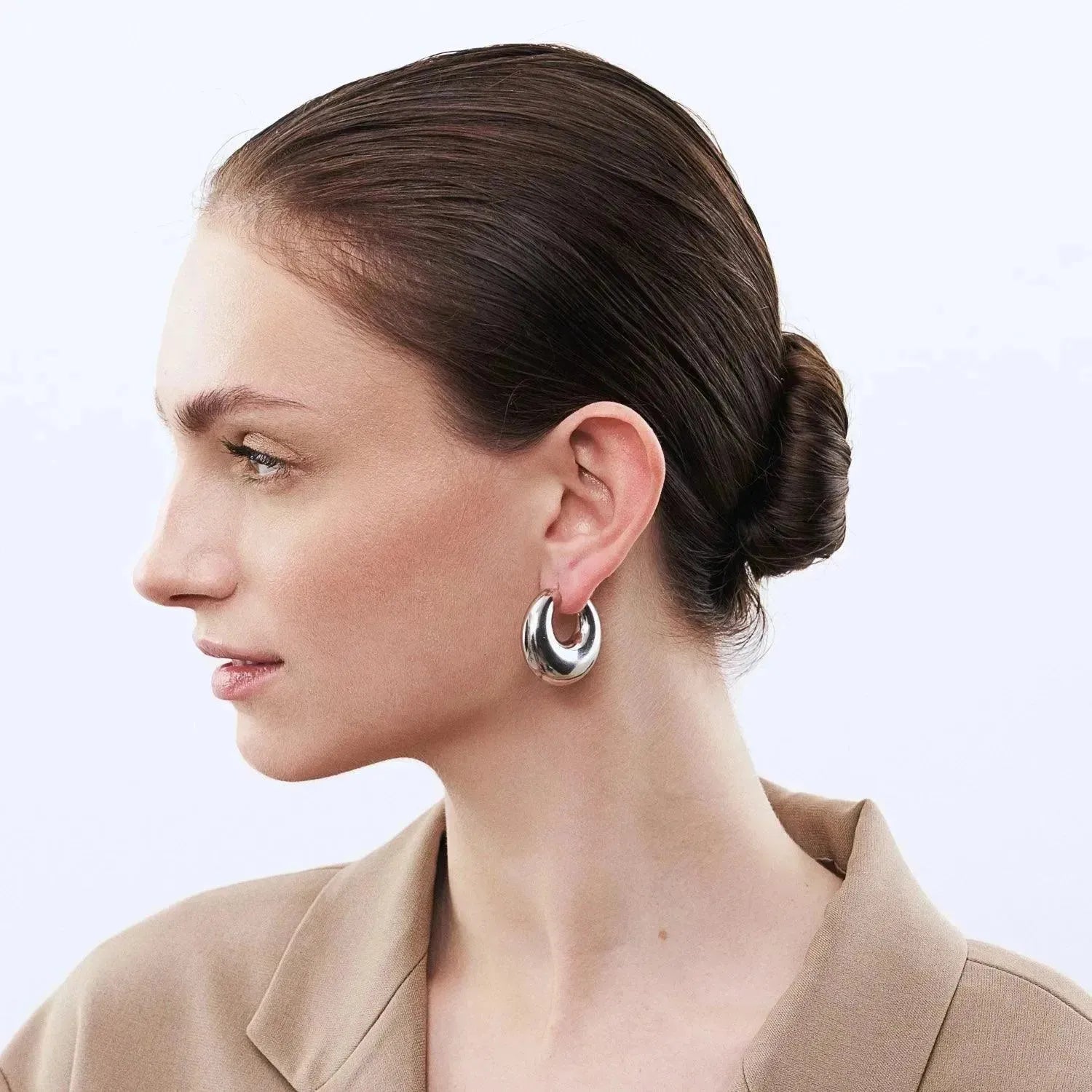 Vanessa Baroni Creolen Moon, silver, versilbert