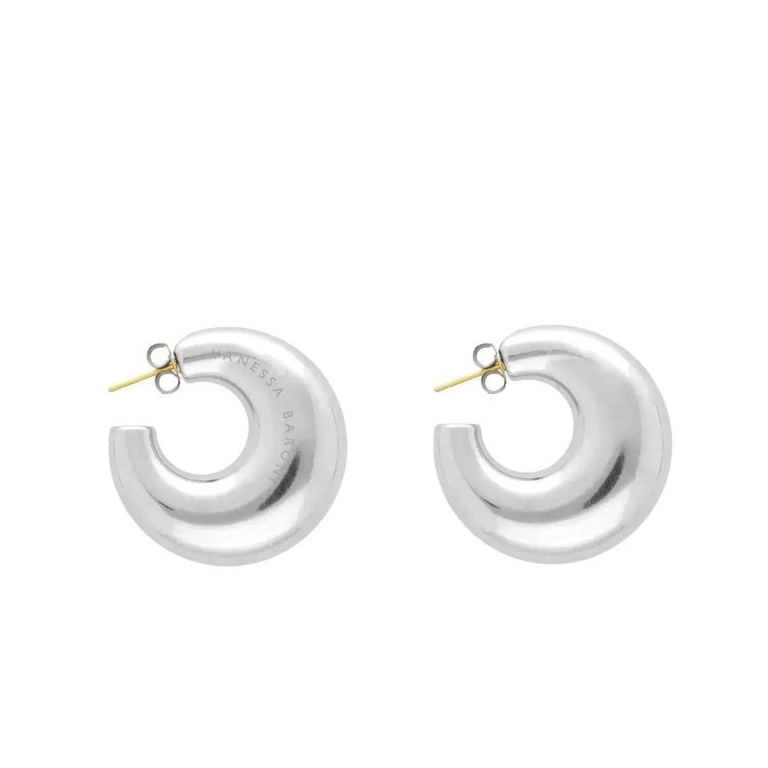 Vanessa Baroni Creolen Moon, silver, versilbert